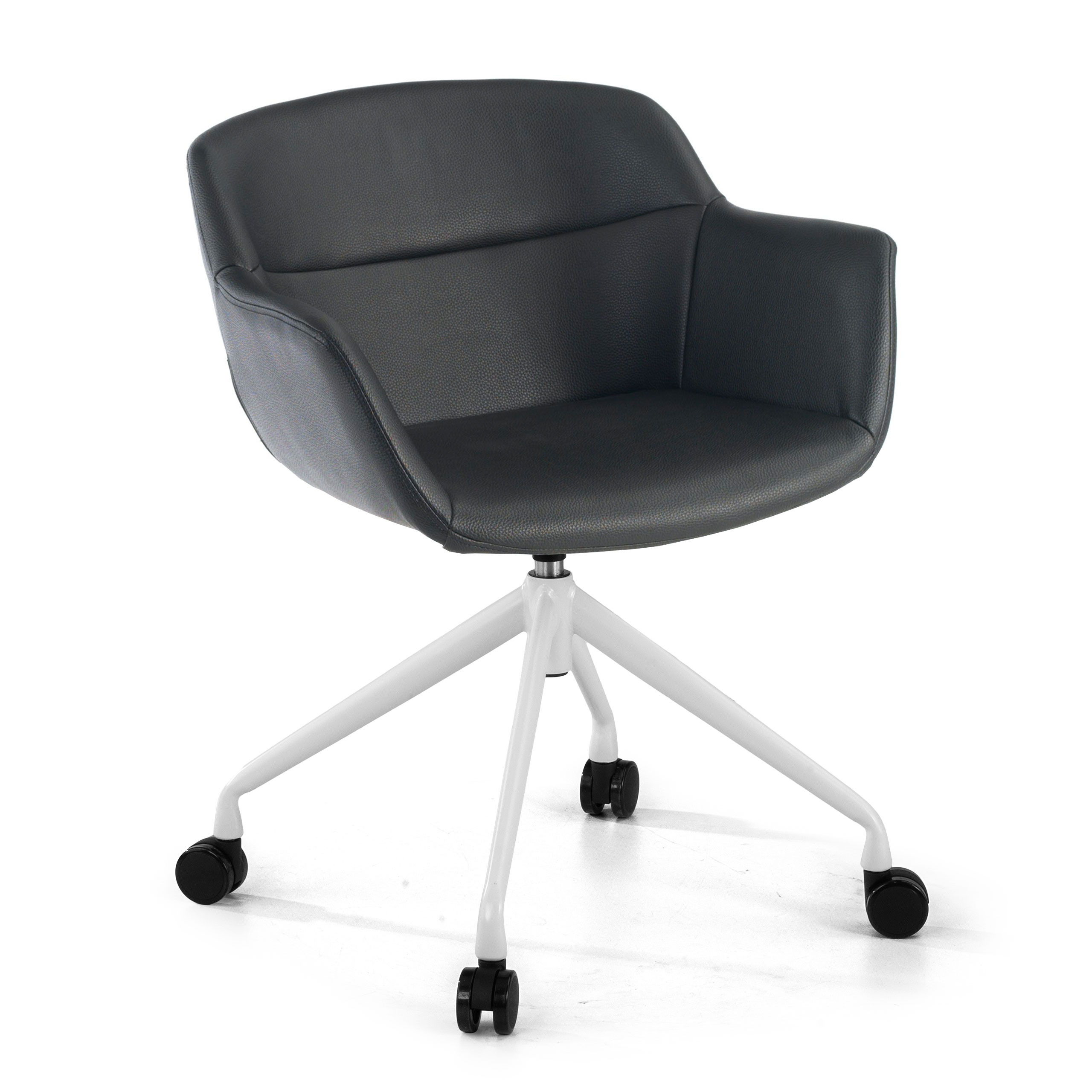 silla confidente negro anne con ruedas piel sintetica 1