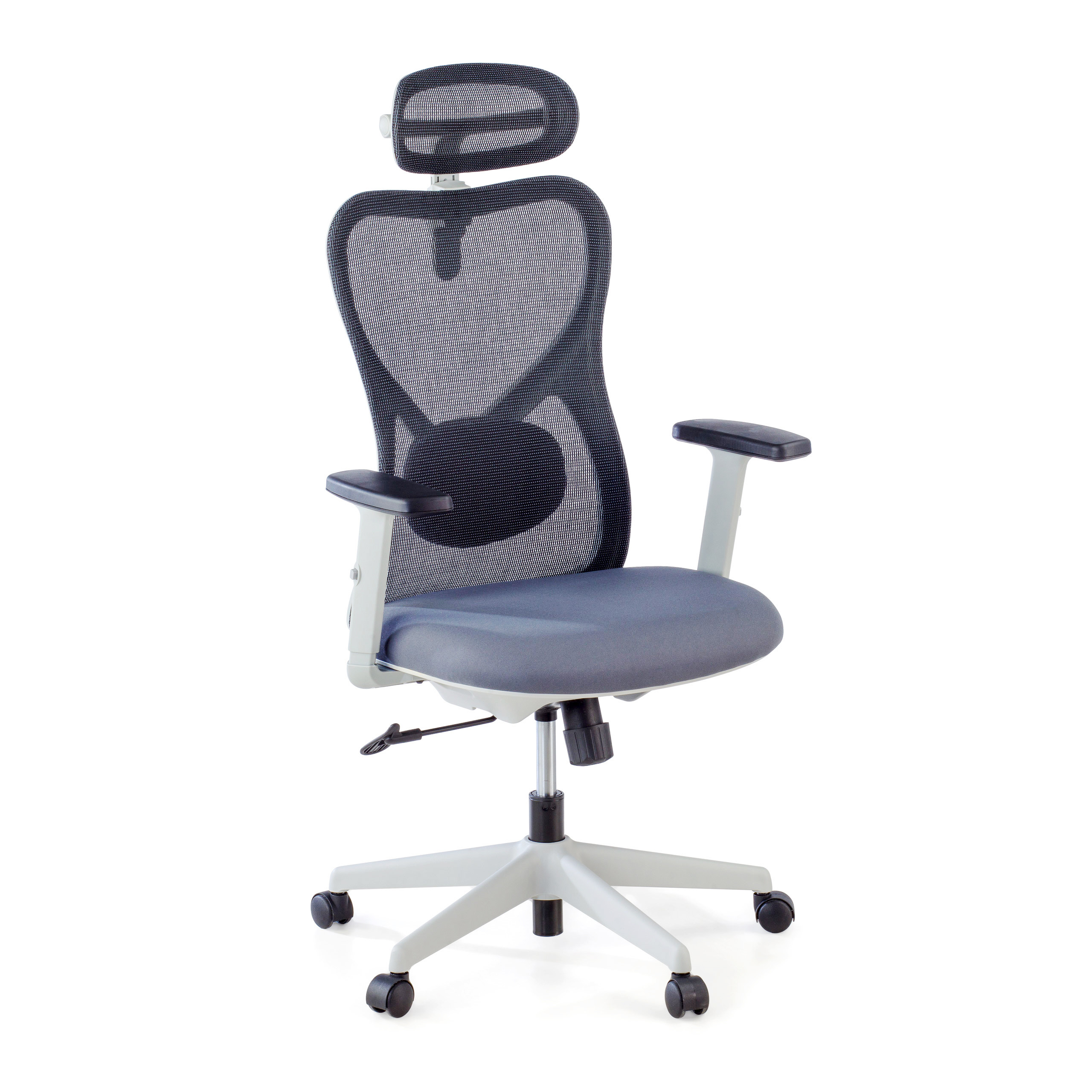silla ergonomica gris prime estructura blanca malla 1