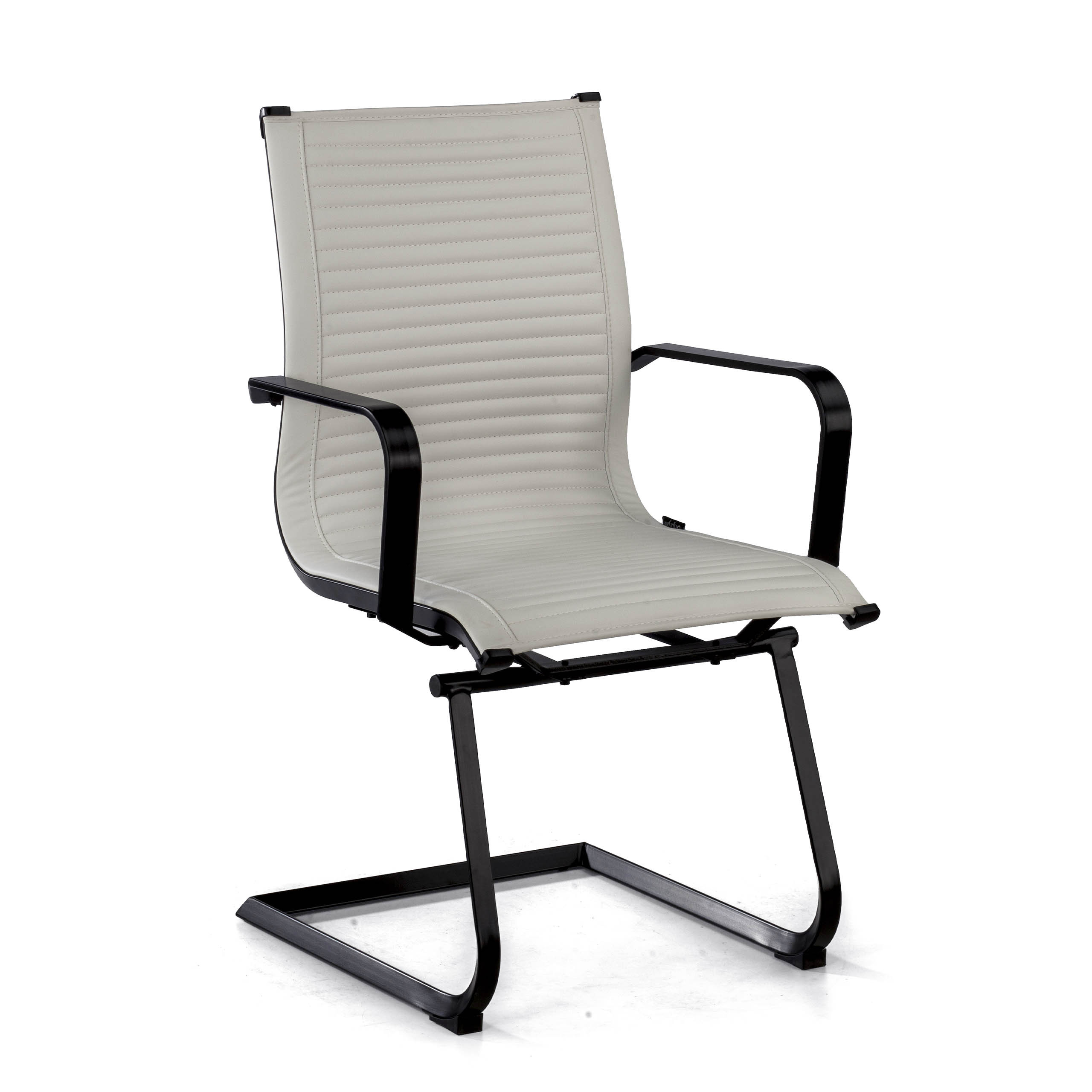 silla confidente blanco croma estructura negra ecopiel piel sintetica 1