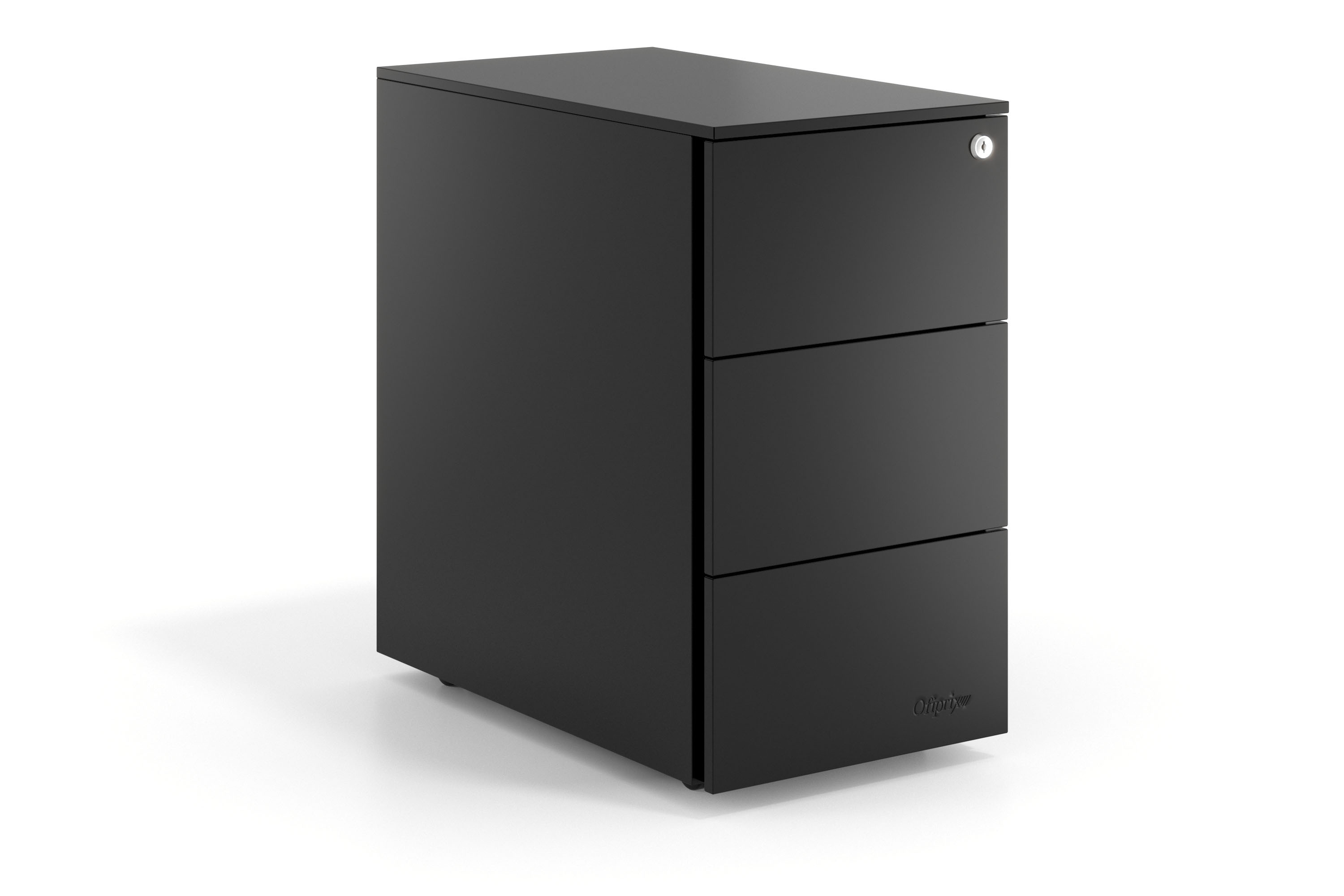 cajonera de escritorio negro mybox 3 cajones estrecho 1