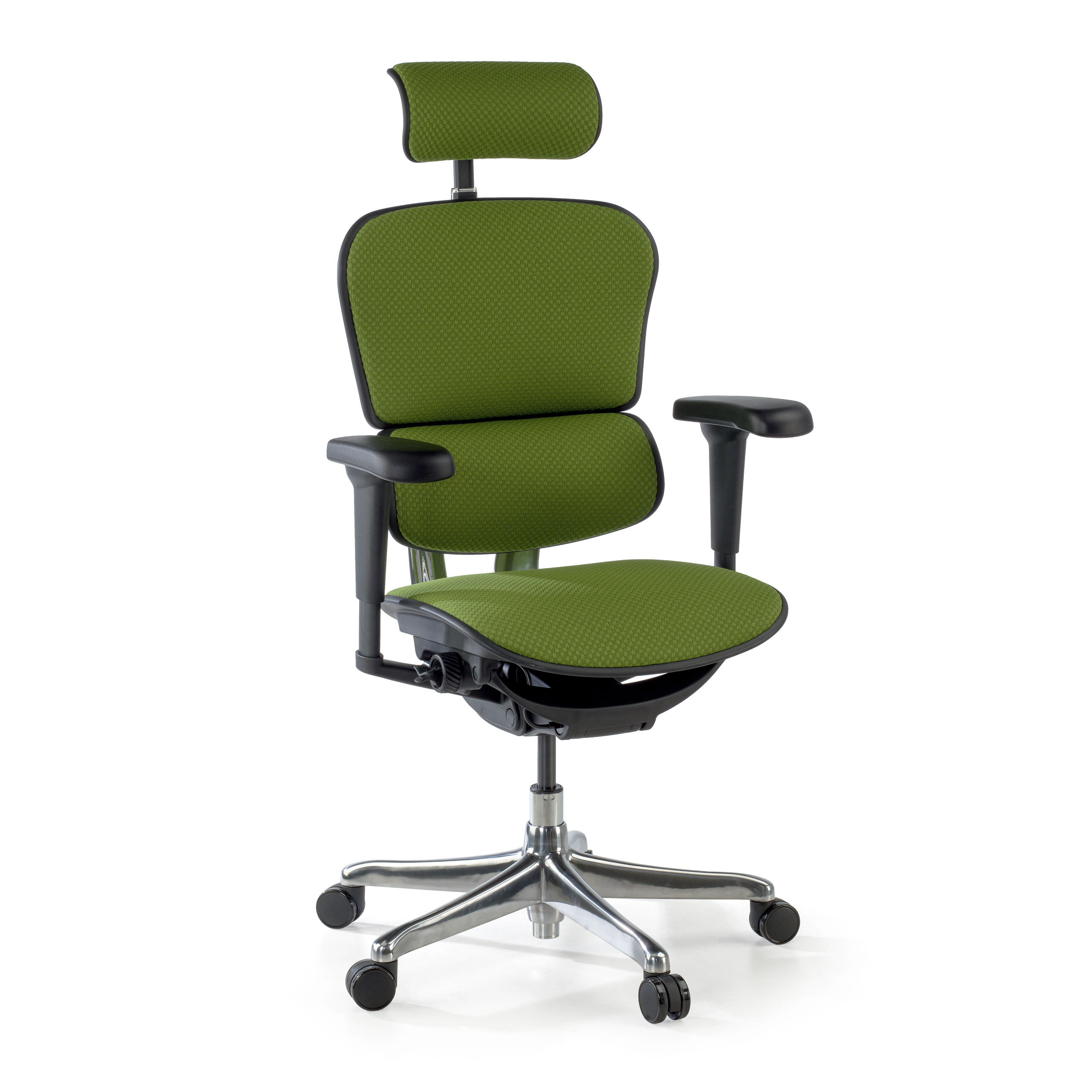 silla ergonomica verde ergohuman estructura negra todo tapizado tela 1