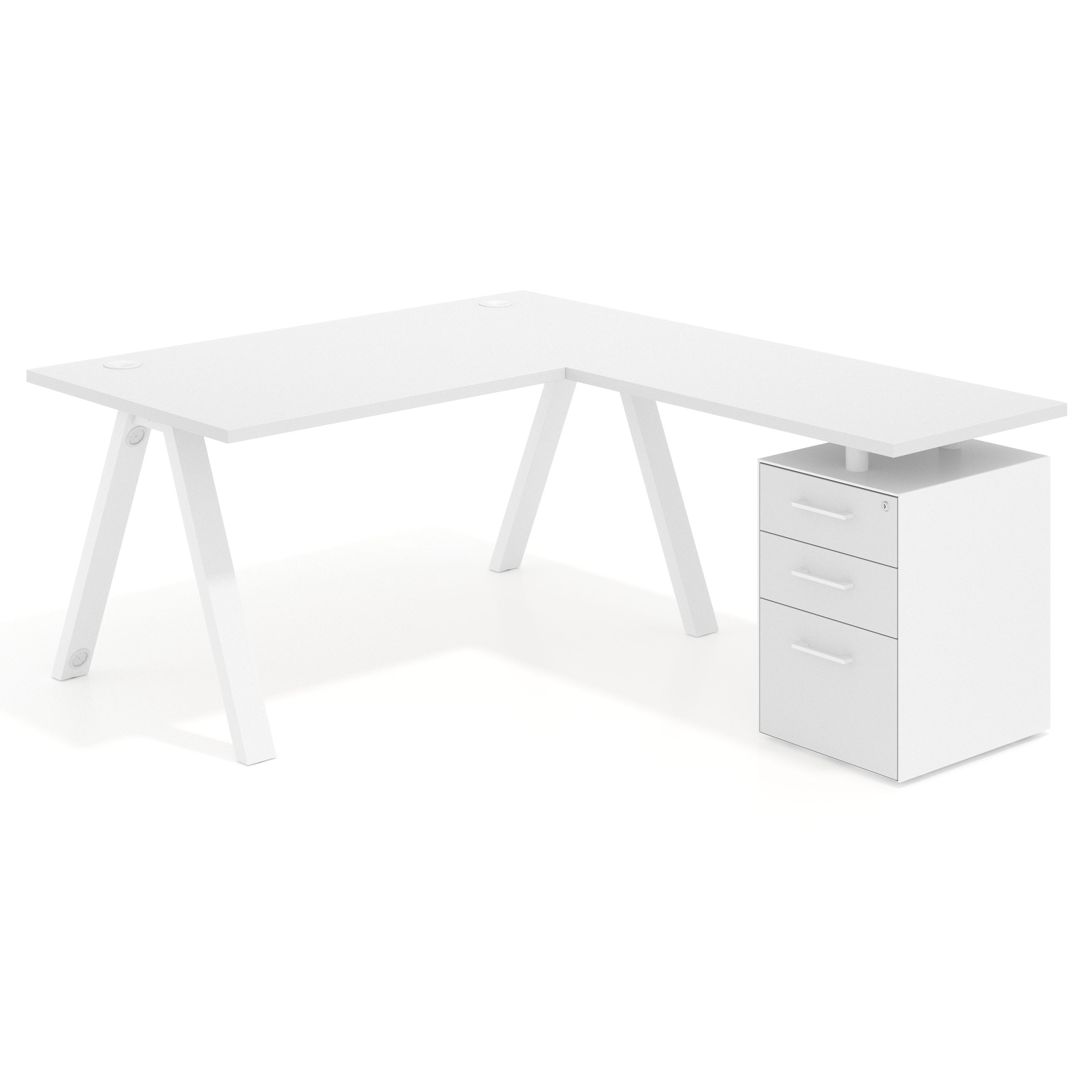 mesa en l 140x180 blanco mate uvepro mesa con ala pedestal frontales melamina recto 1