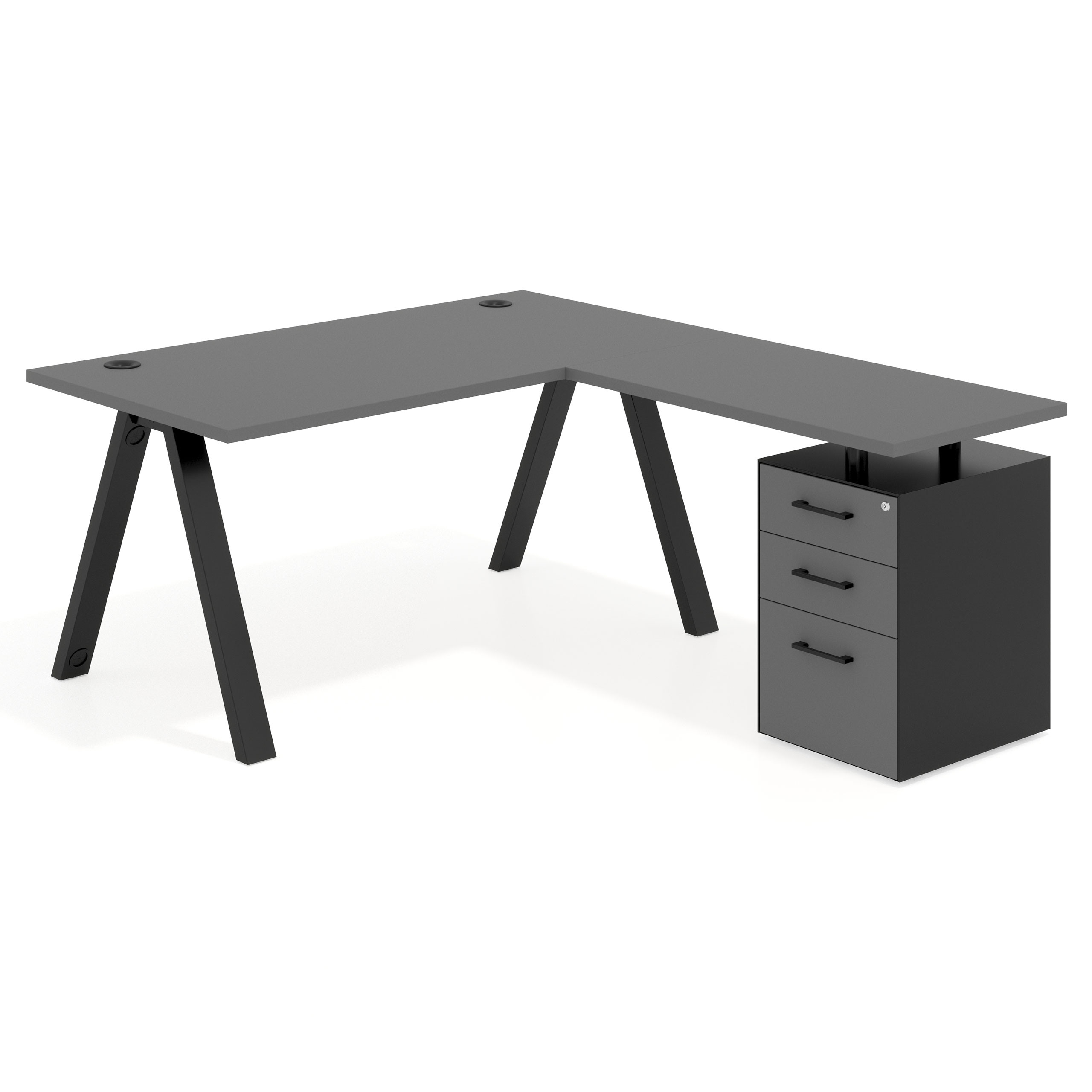 mesa en l 140x180 gris tormenta uvepro mesa con ala pedestal frontales melamina recto 1