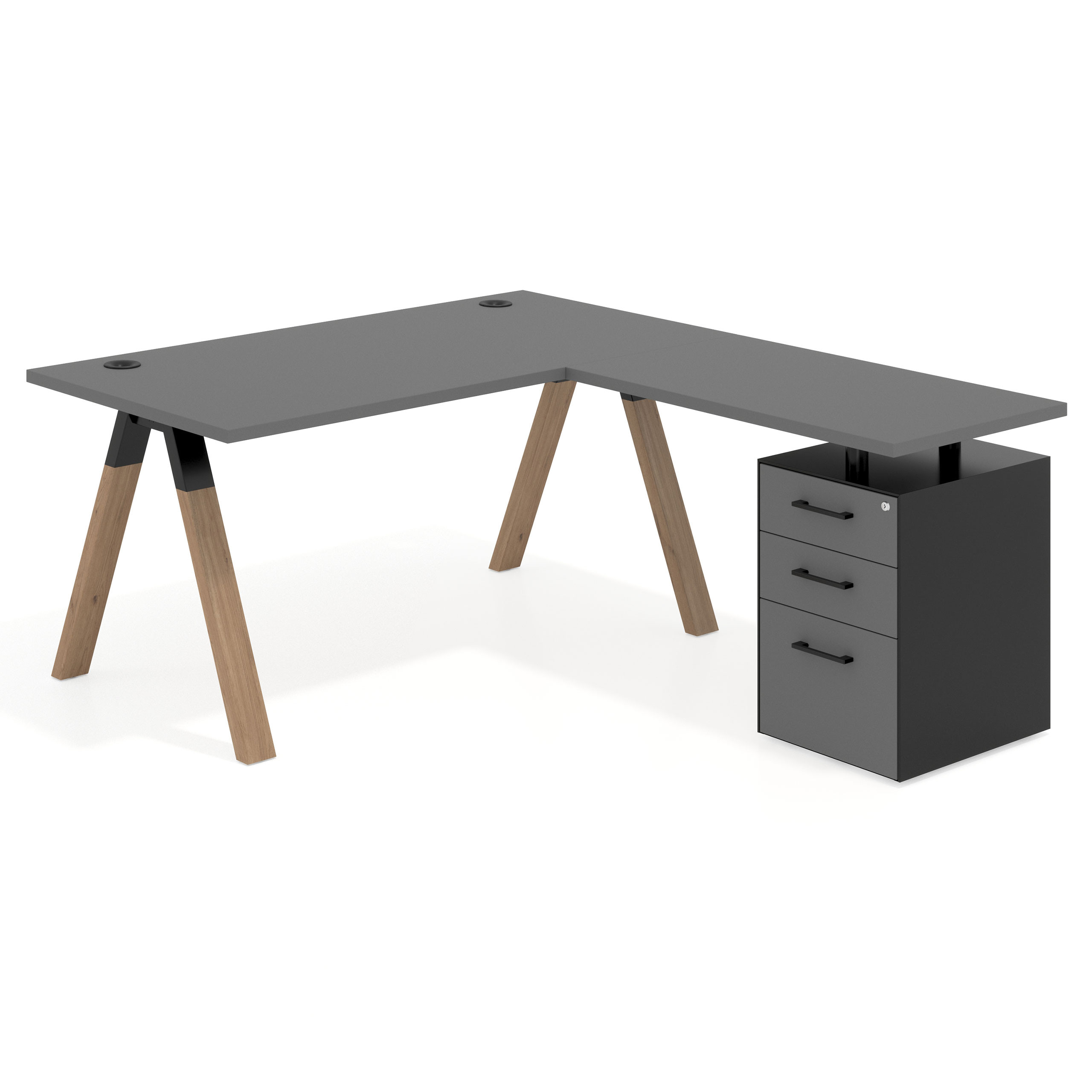 mesa en l 140x180 gris tormenta uvepro mesa con ala pedestal frontales melamina recto 1