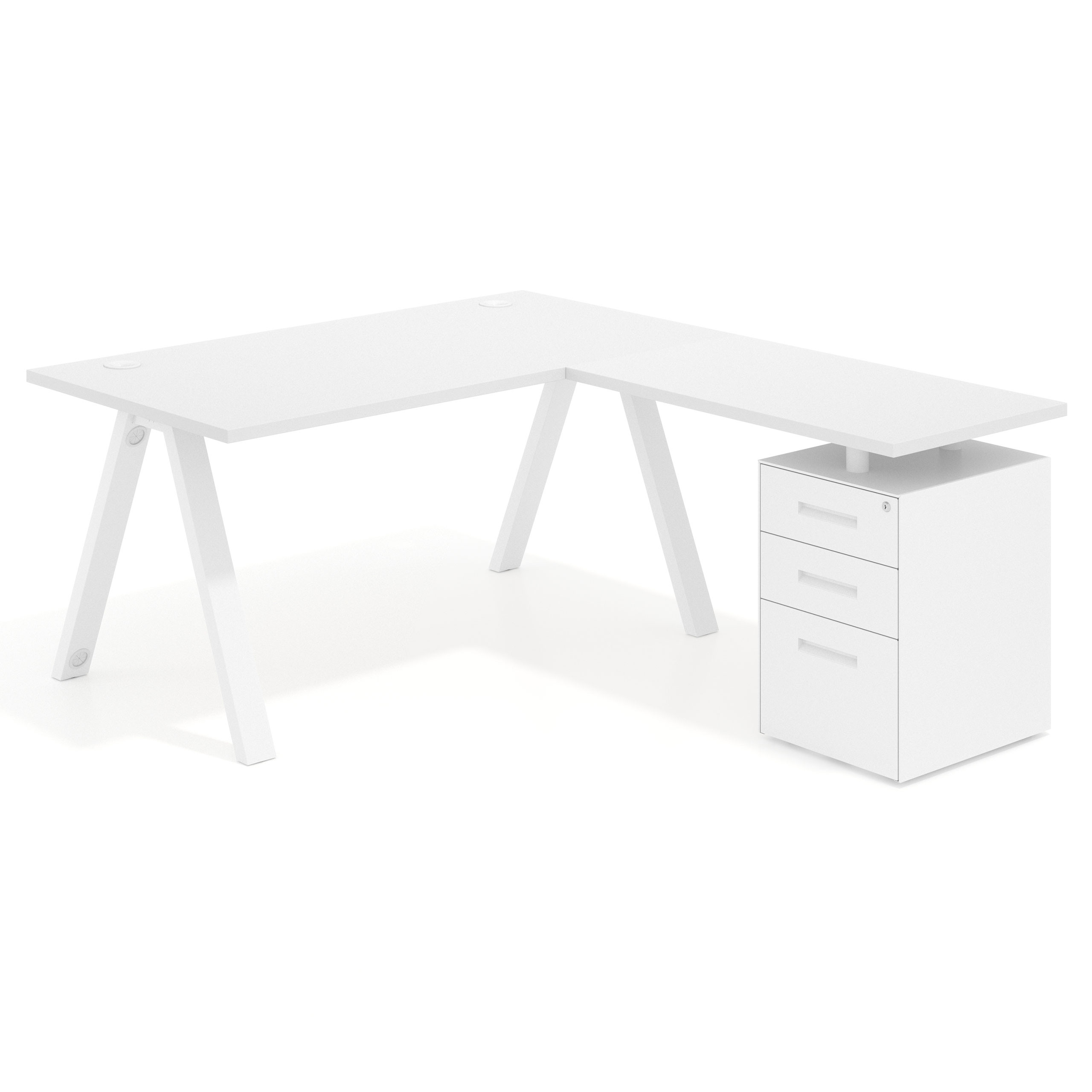 mesa en l 180x180 blanco mate uvepro mesa con ala pedestal frontales metal recto 1
