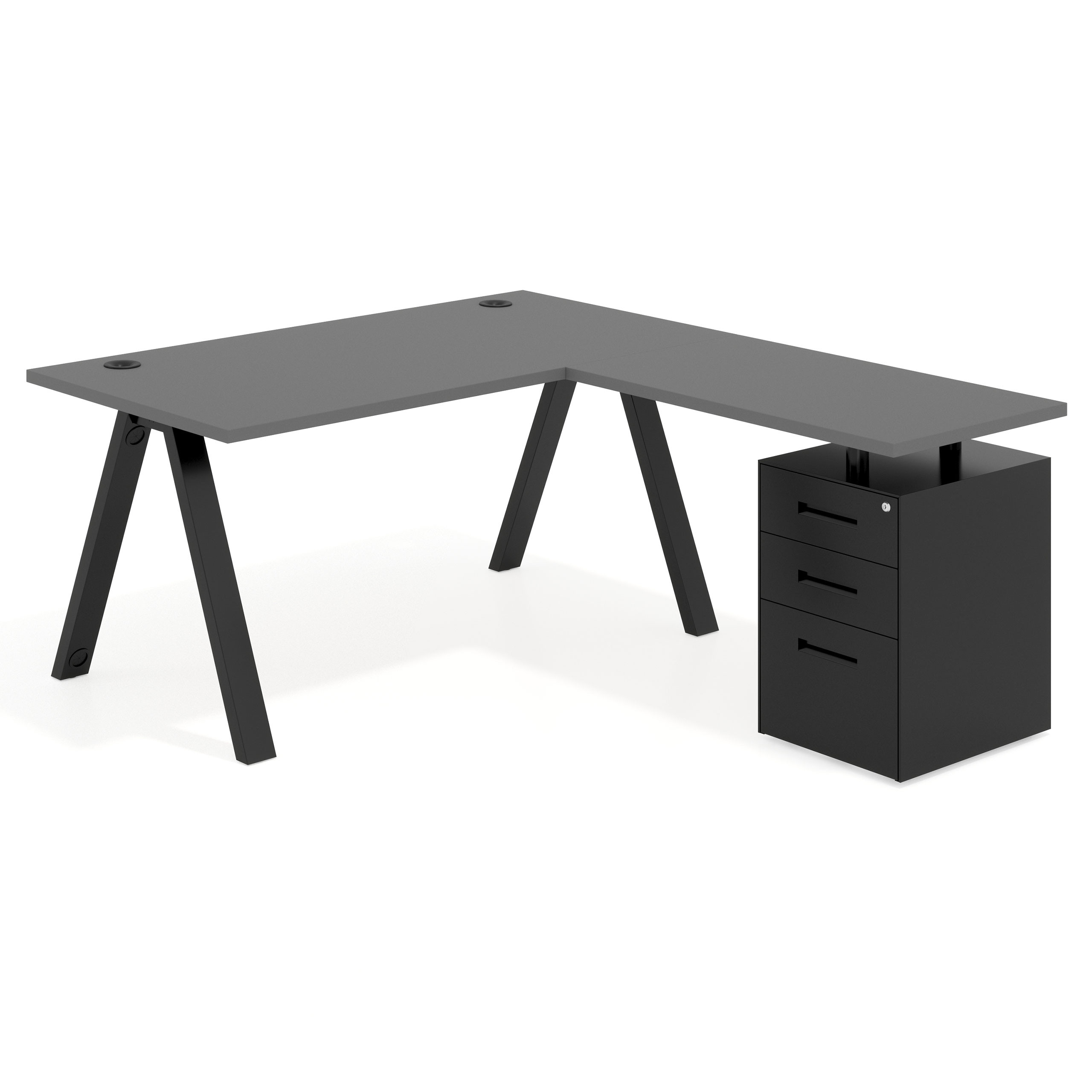 mesa en l 140x180 gris tormenta uvepro mesa con ala pedestal frontales metal recto 1