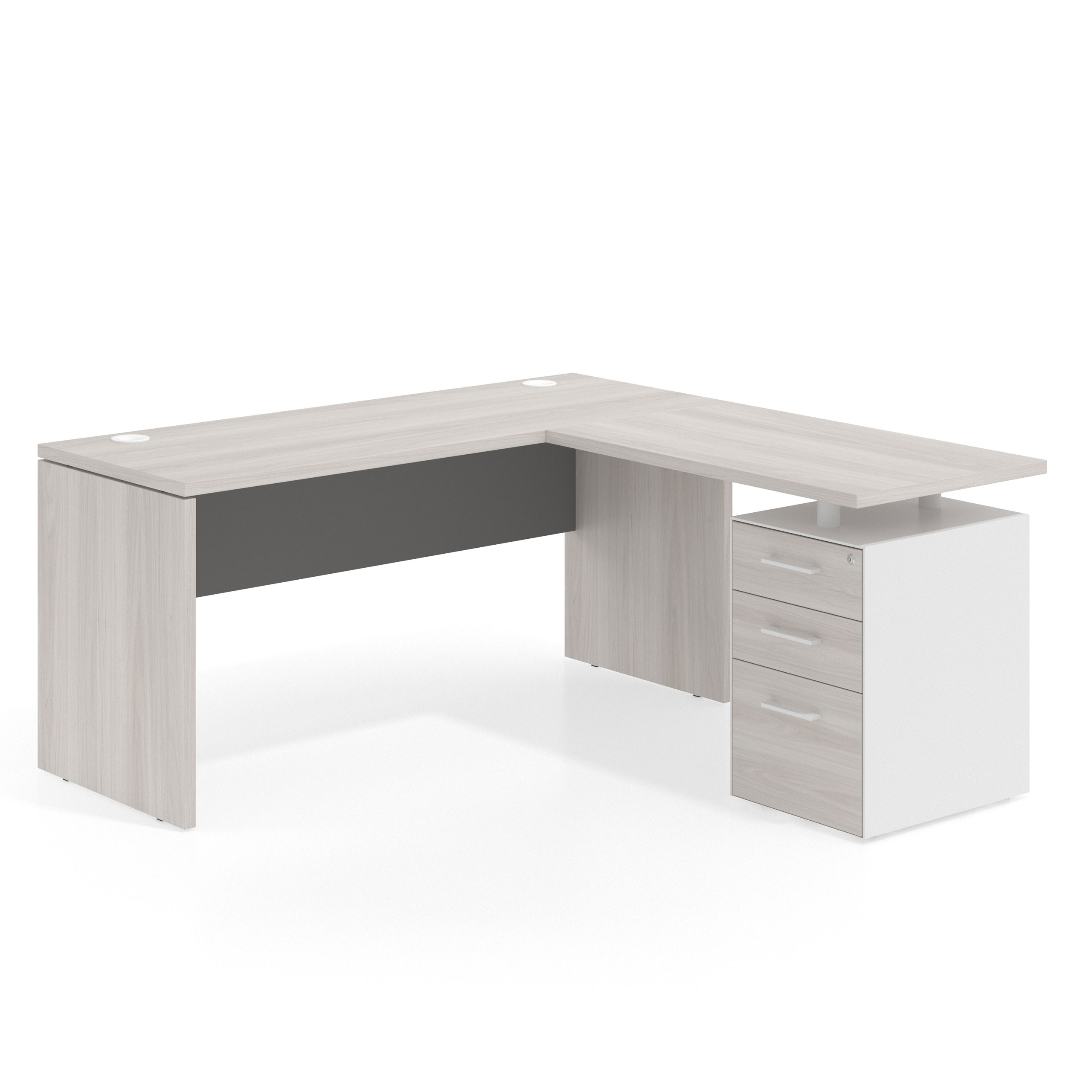 mesa en l 140x160 california gris tormenta workplus mesa fondo 60cm con pedestal 100x60cm frontales melamina 1