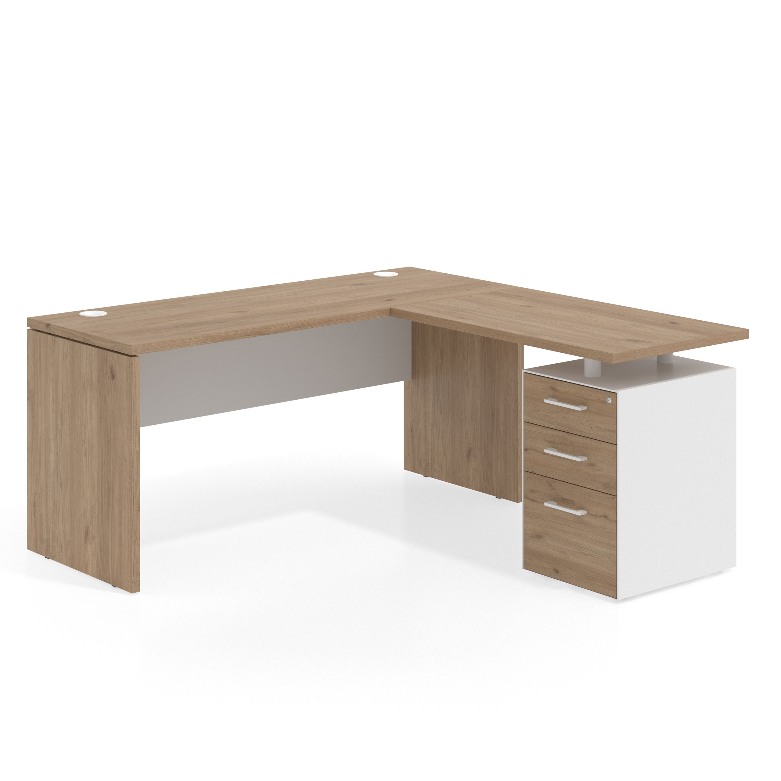 mesa en l 140x160 naturale blanco mate workplus mesa fondo 60cm con pedestal 100x60cm frontales melamina 1