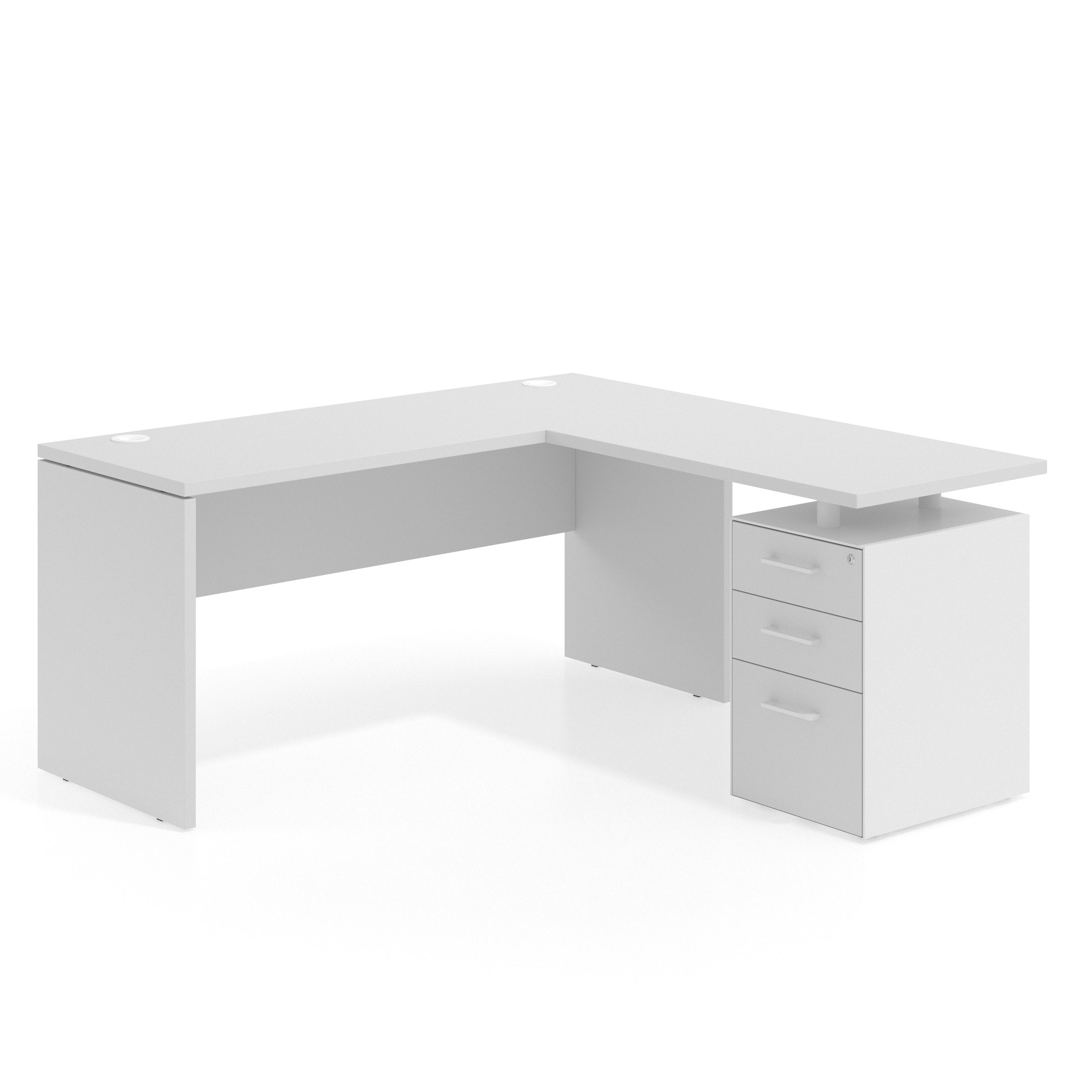 mesa en l 180x160 blanco mate workplus mesa fondo 60cm con pedestal 100x60cm frontales melamina 1