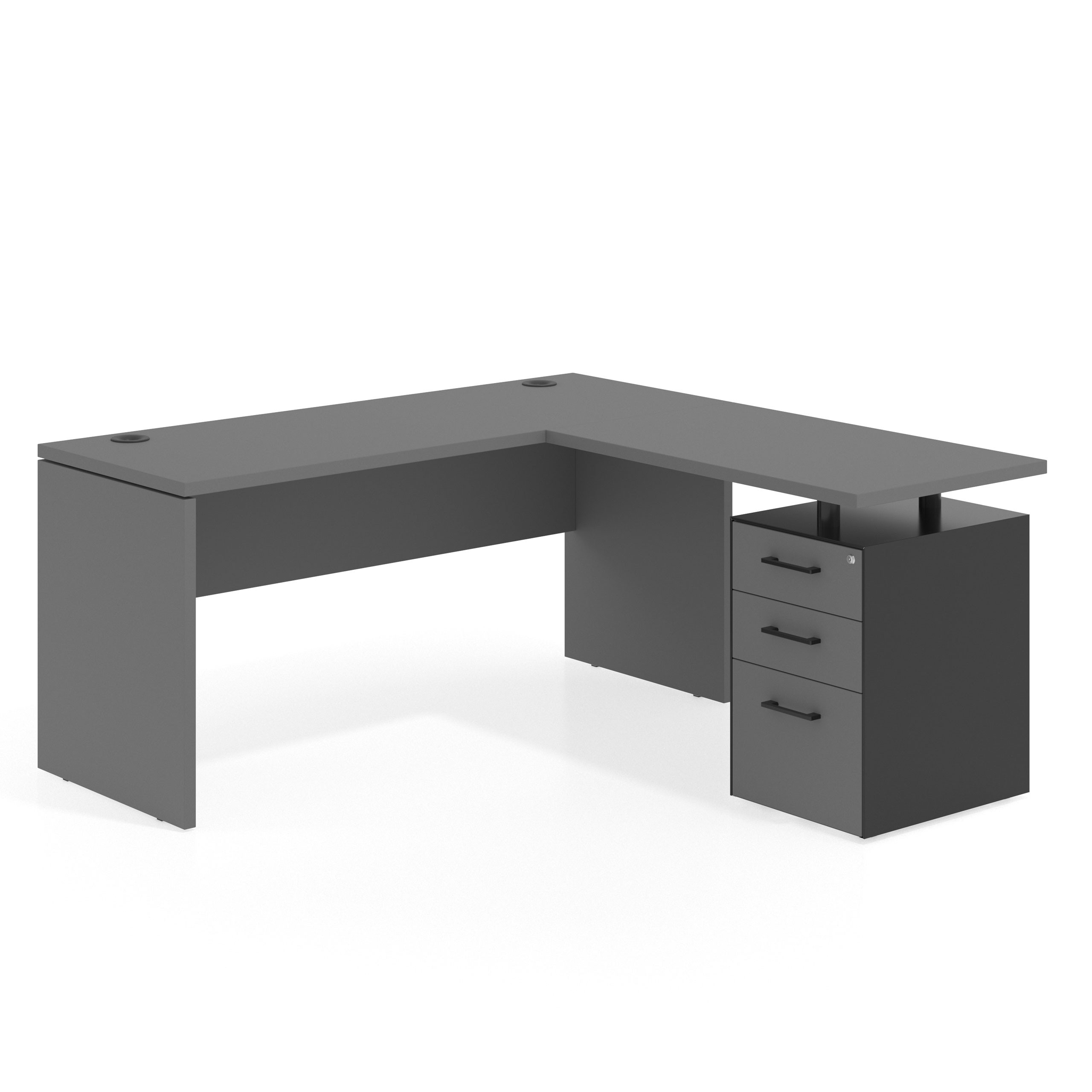mesa en l 180x160 gris tormenta workplus mesa fondo 60cm con pedestal 100x60cm frontales melamina 1