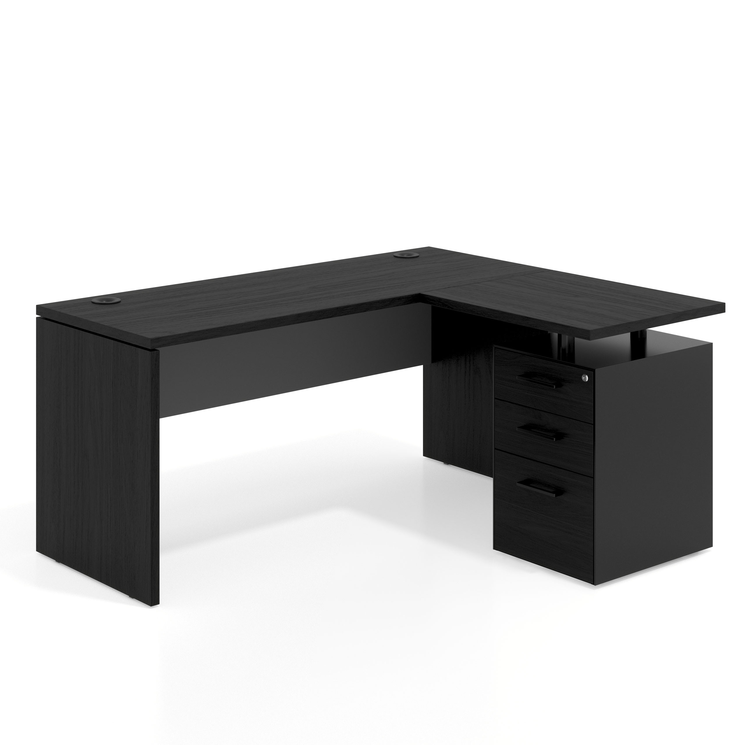 mesa en l 140x130 bocamina gris tormenta workplus mesa fondo 60cm con pedestal 70x60cm frontales melamina 1