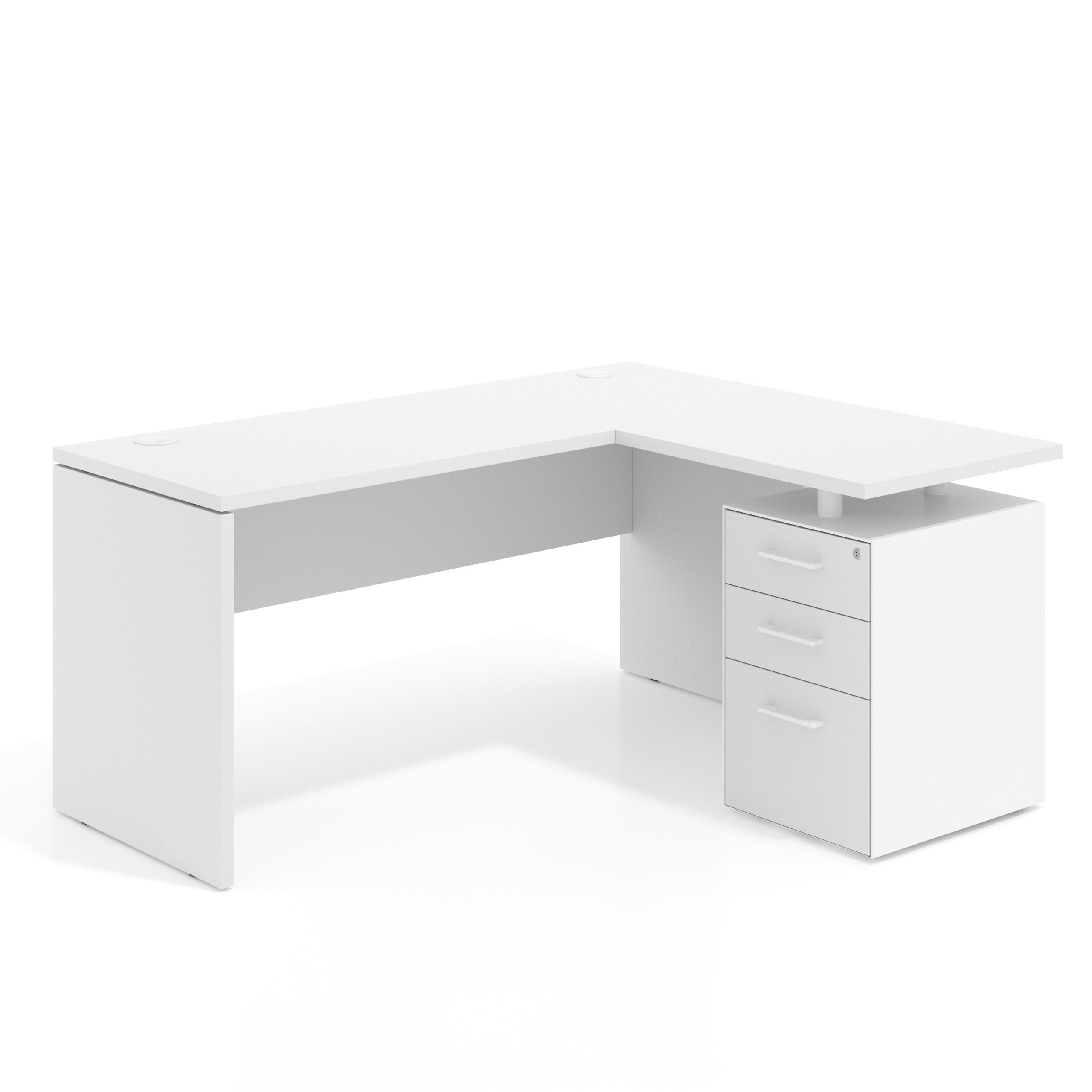 mesa en l 140x130 blanco mate workplus mesa fondo 60cm con pedestal 70x60cm frontales melamina 1