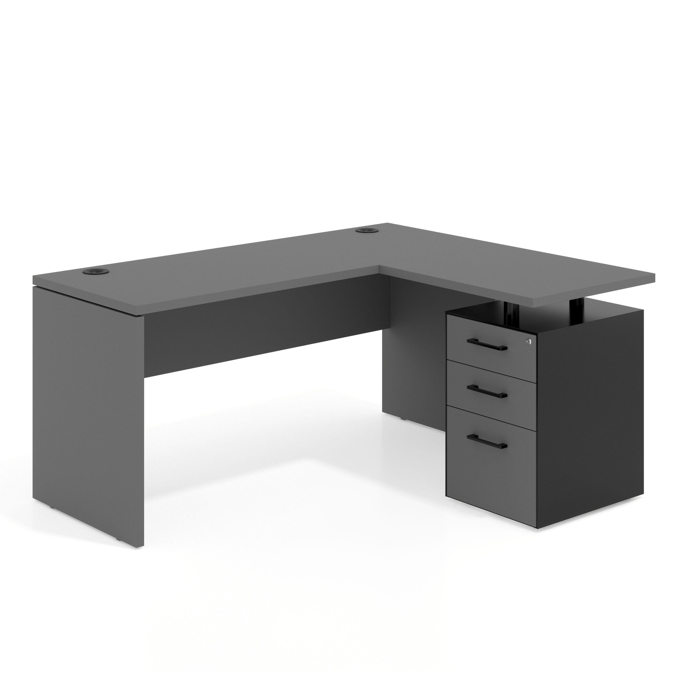 mesa en l 180x130 gris tormenta workplus mesa fondo 60cm con pedestal 70x60cm frontales melamina 1