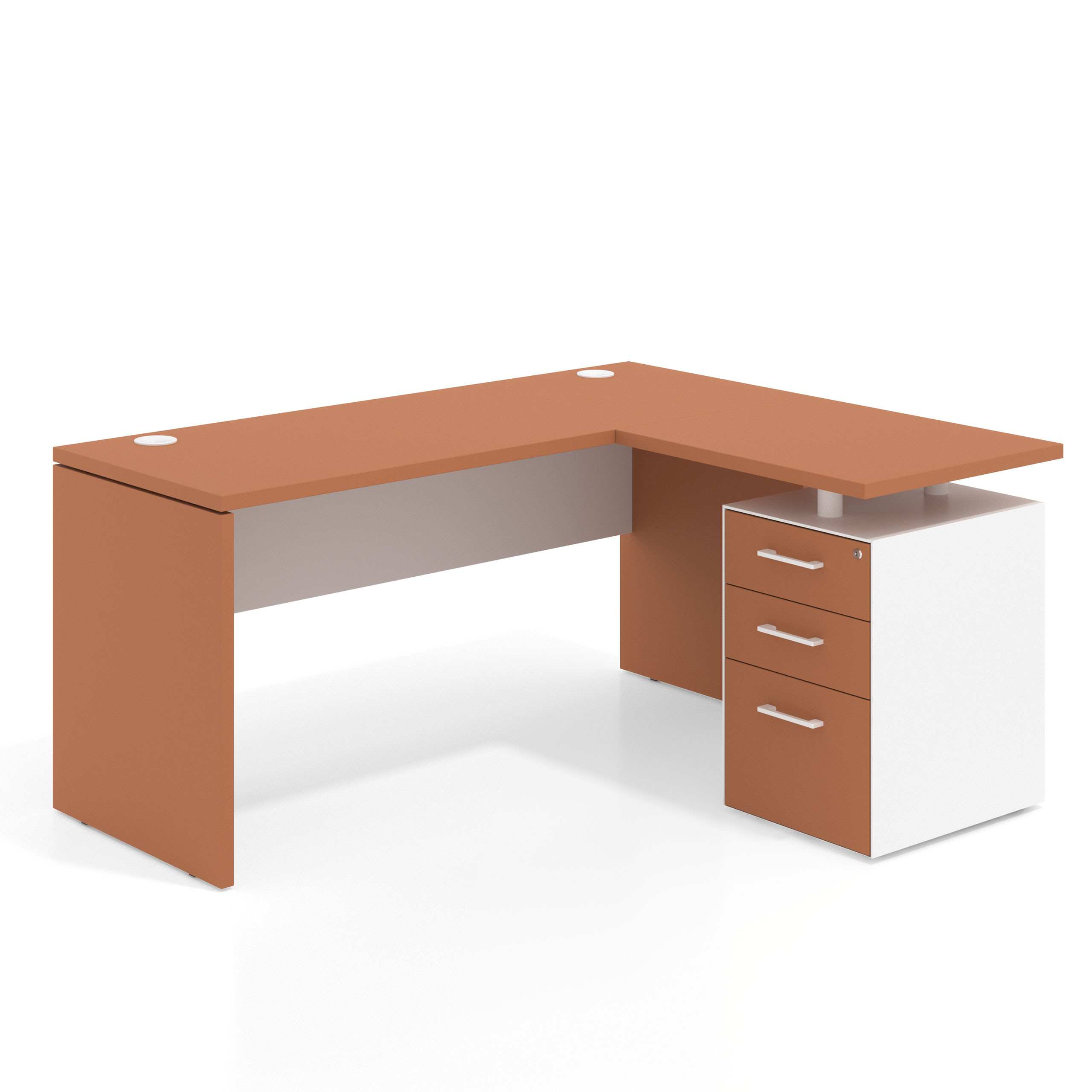 mesa en l 140x130 terracota blanco mate workplus mesa fondo 60cm con pedestal 70x60cm frontales melamina 1