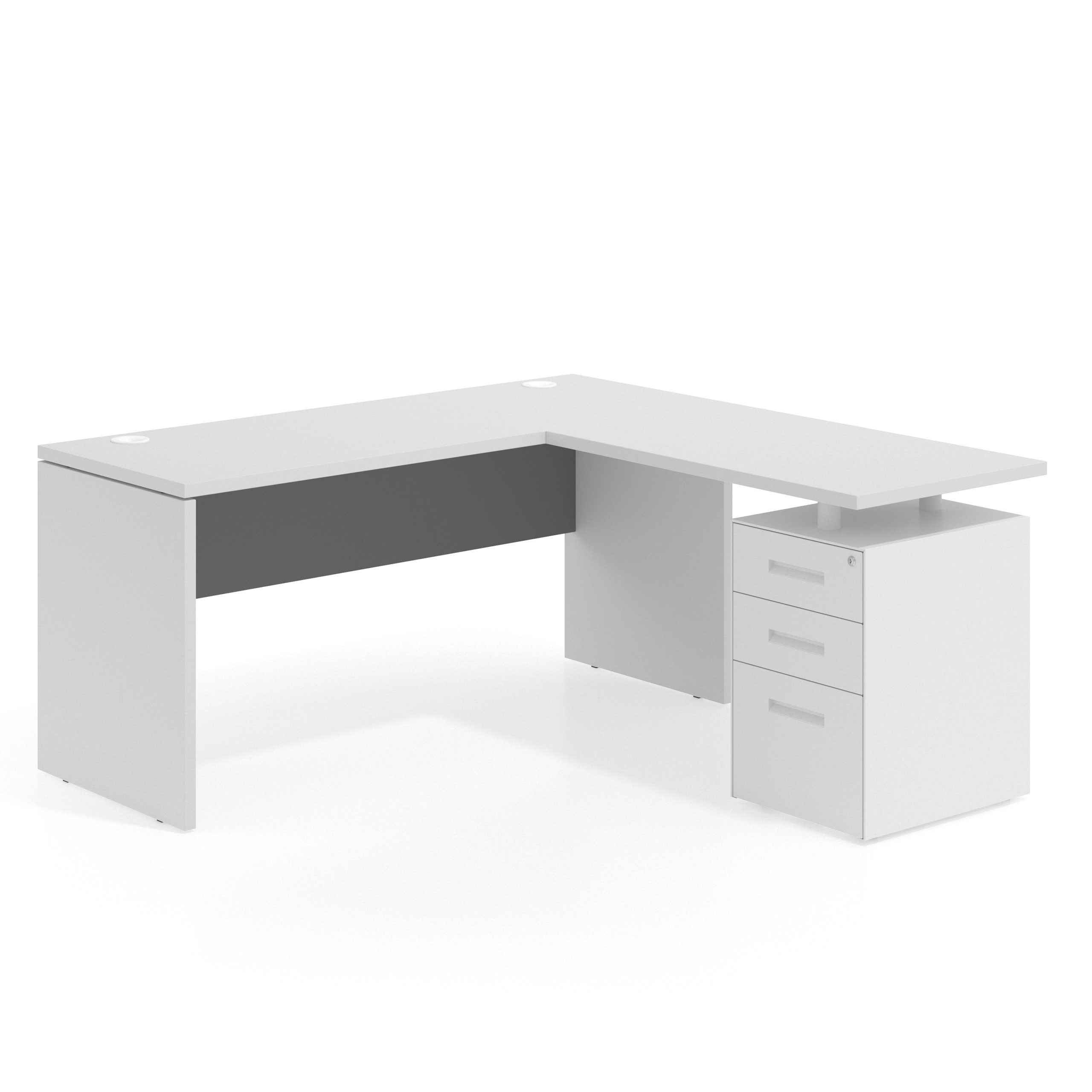mesa en l 140x160 blanco mate gris tormenta workplus mesa fondo 60cm con pedestal 100x60cm frontales metal 1