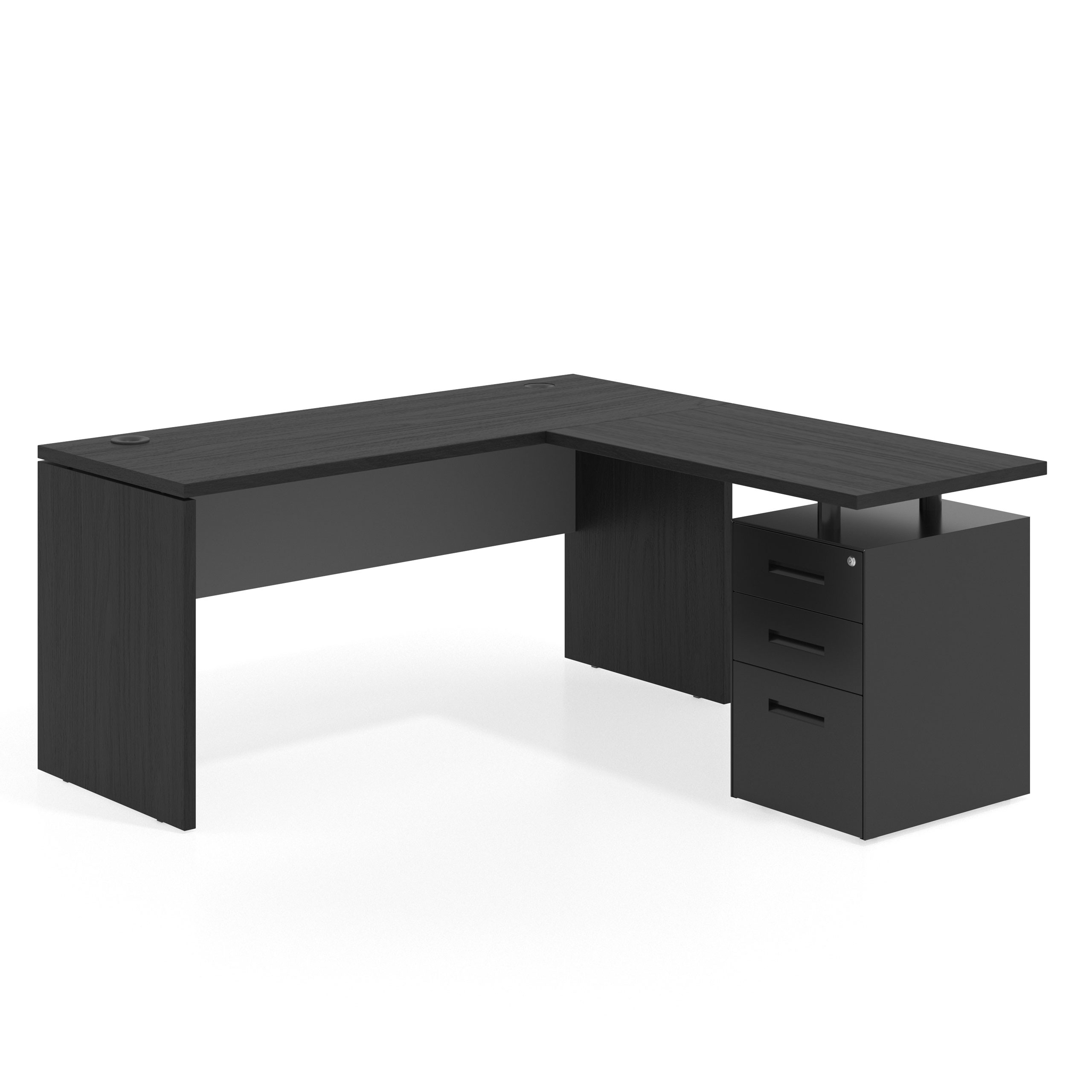 mesa en l 140x160 bocamina gris tormenta workplus mesa fondo 60cm con pedestal 100x60cm frontales metal 1