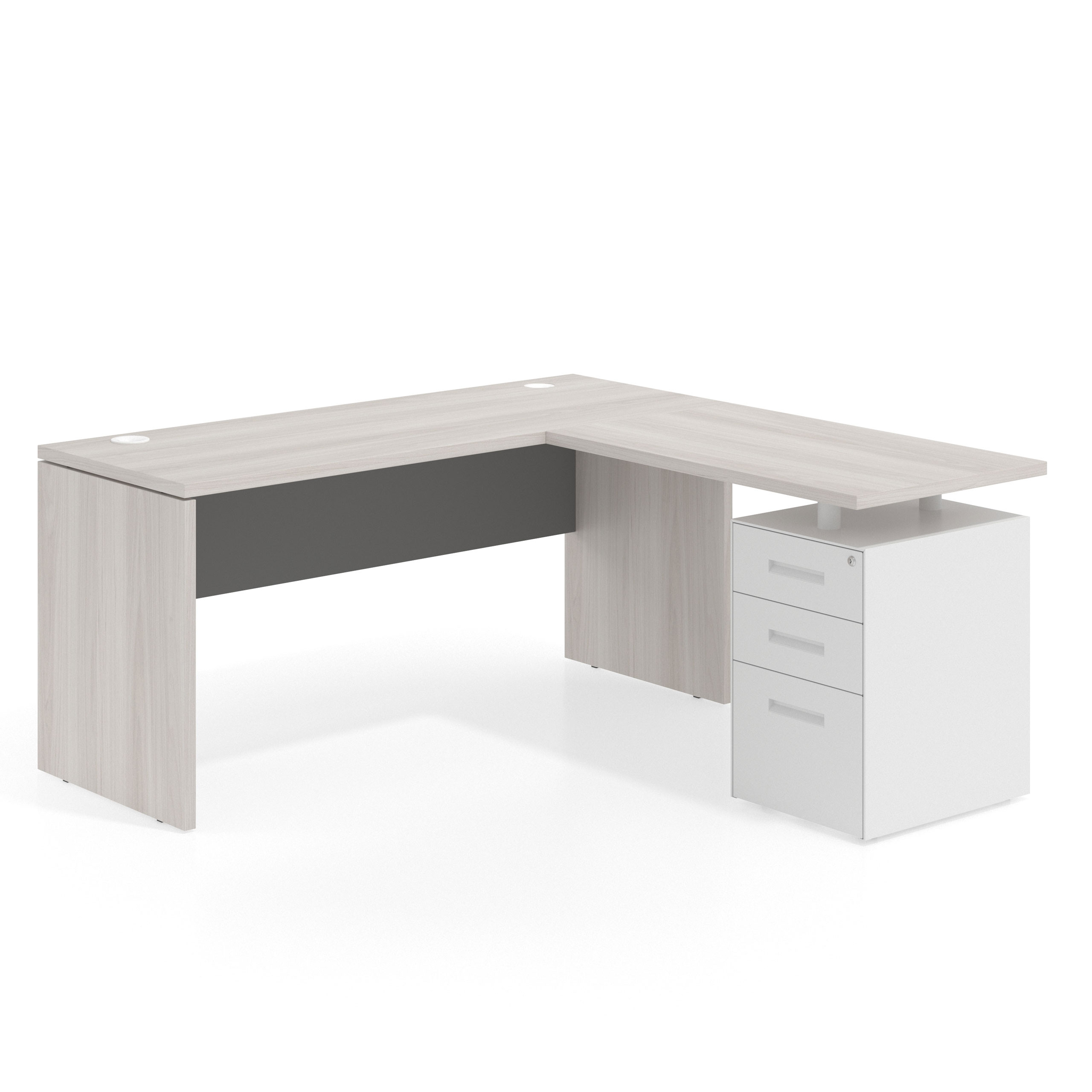 mesa en l 140x160 california gris tormenta workplus mesa fondo 60cm con pedestal 100x60cm frontales metal 1