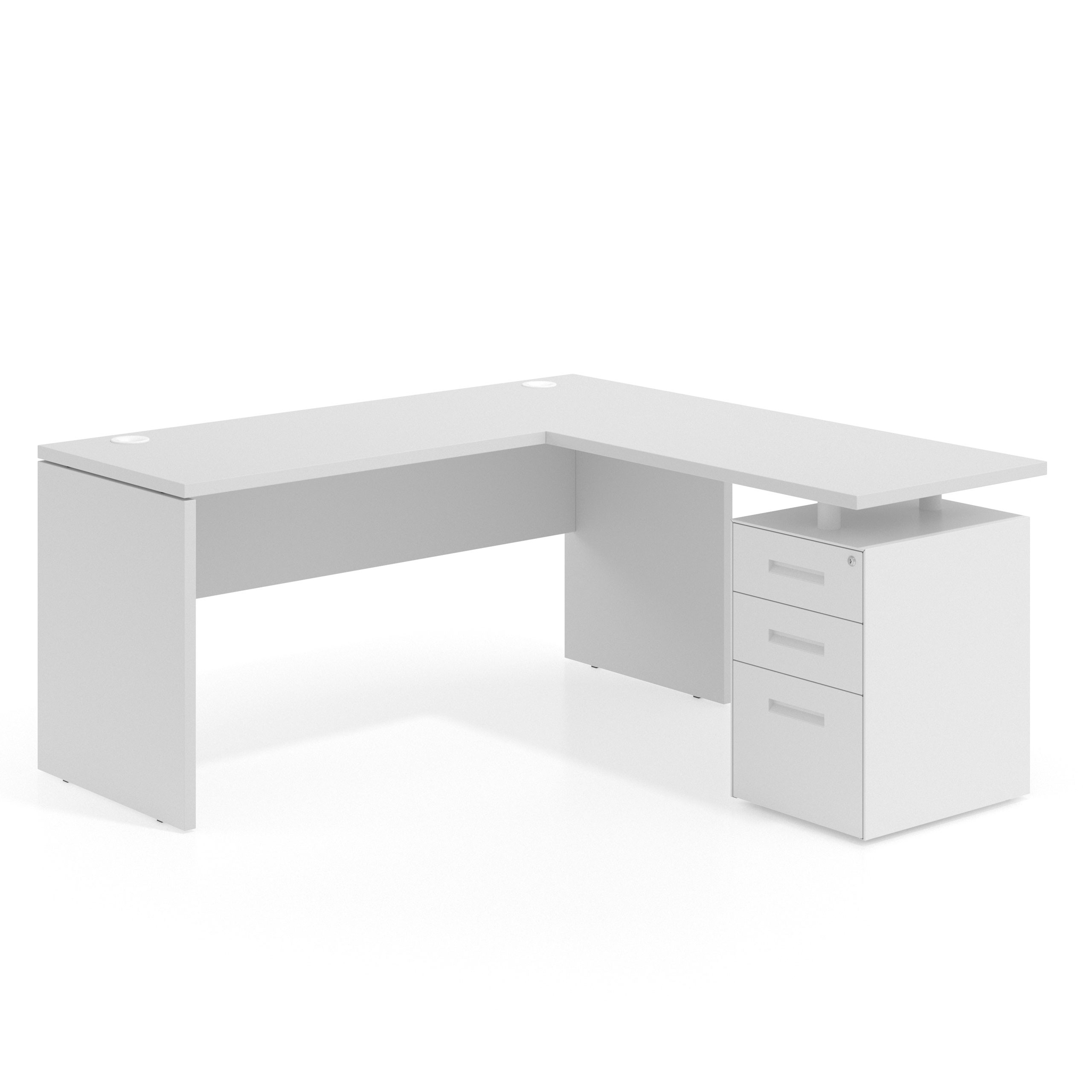 mesa en l 140x160 blanco mate workplus mesa fondo 60cm con pedestal 100x60cm frontales metal 1
