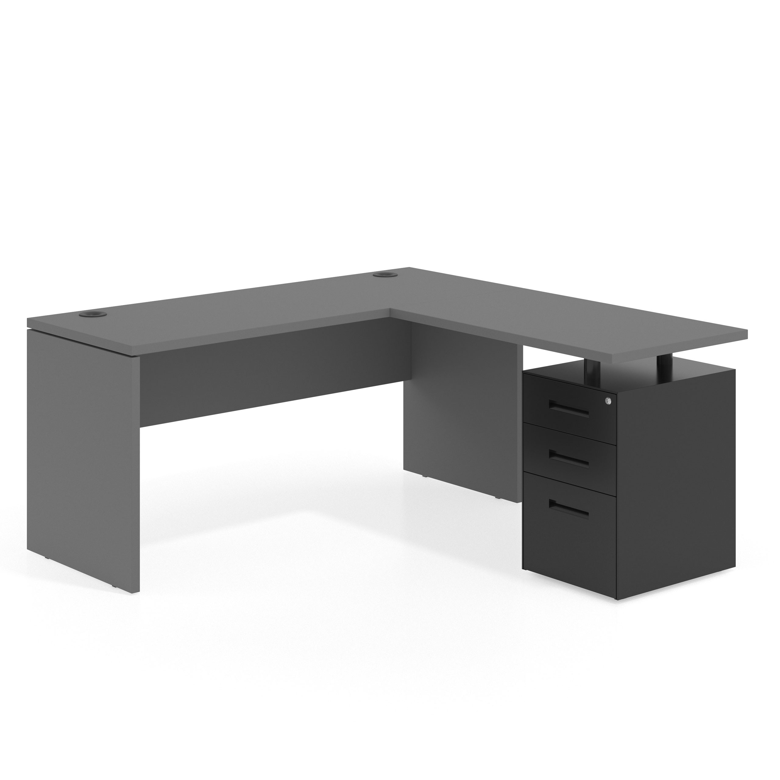 mesa en l 140x160 gris tormenta workplus mesa fondo 60cm con pedestal 100x60cm frontales metal 1