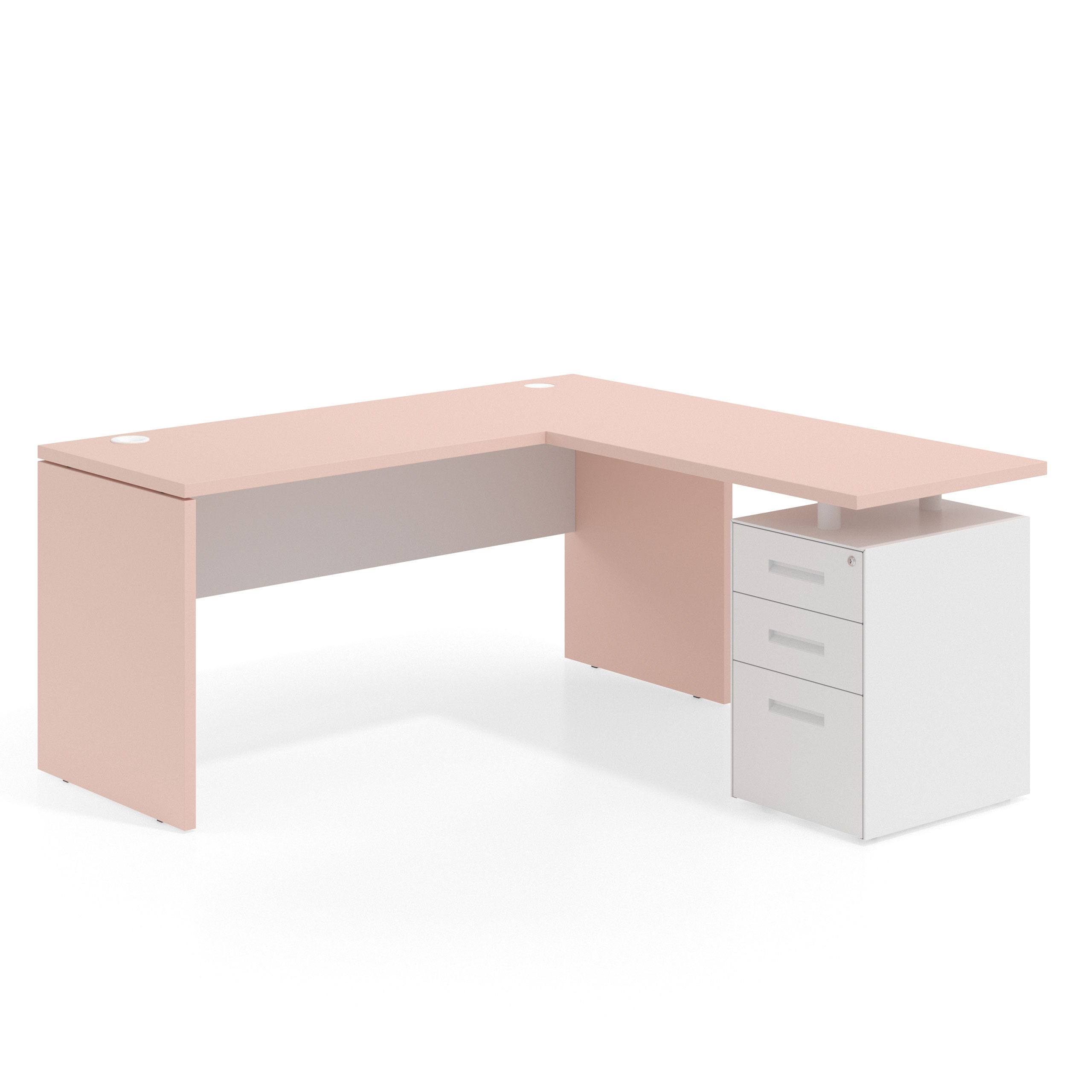 mesa en l 160x160 rosa talco blanco mate workplus mesa fondo 60cm con pedestal 100x60cm frontales metal 1