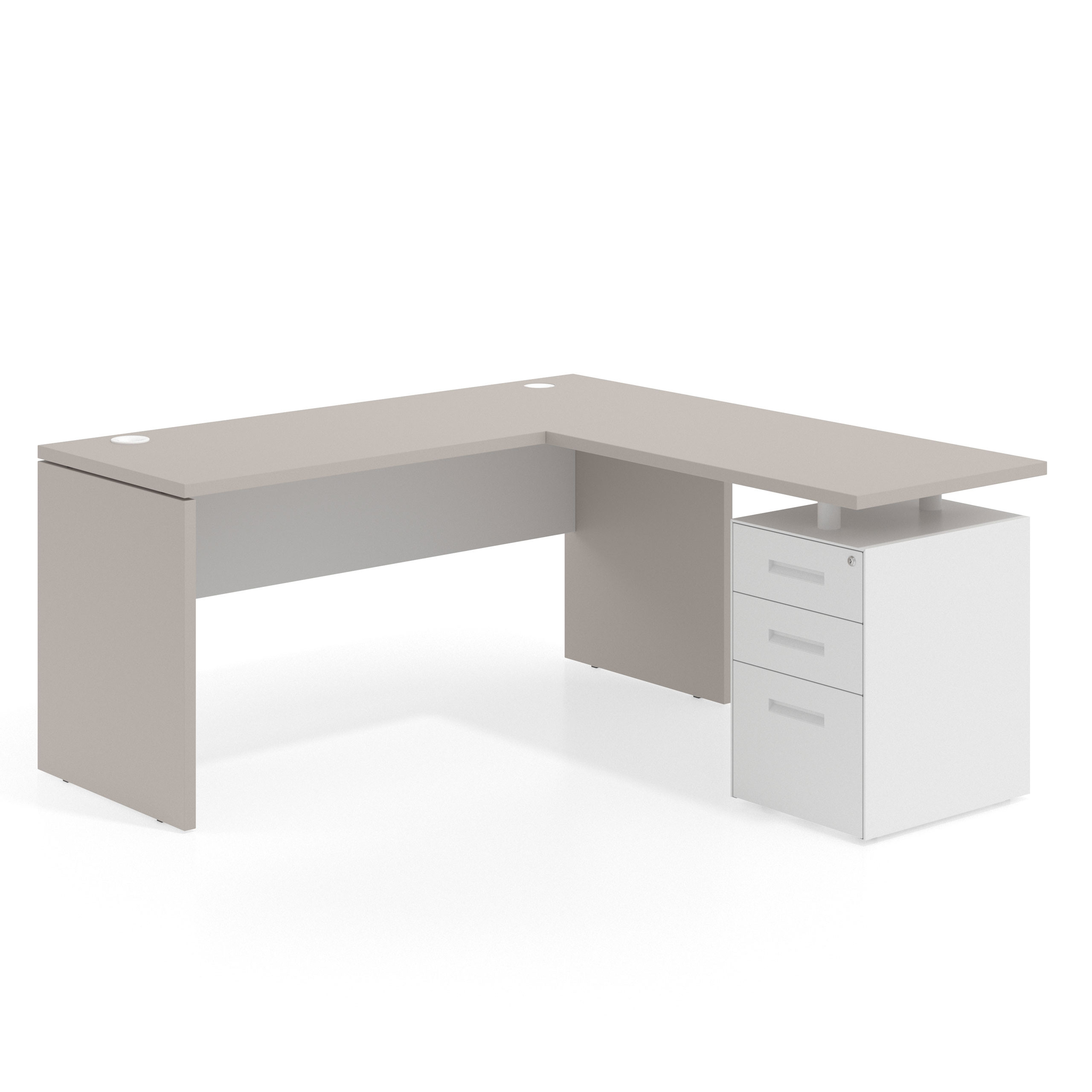 mesa en l 140x160 gris coco blanco mate workplus mesa fondo 60cm con pedestal 100x60cm frontales metal 1