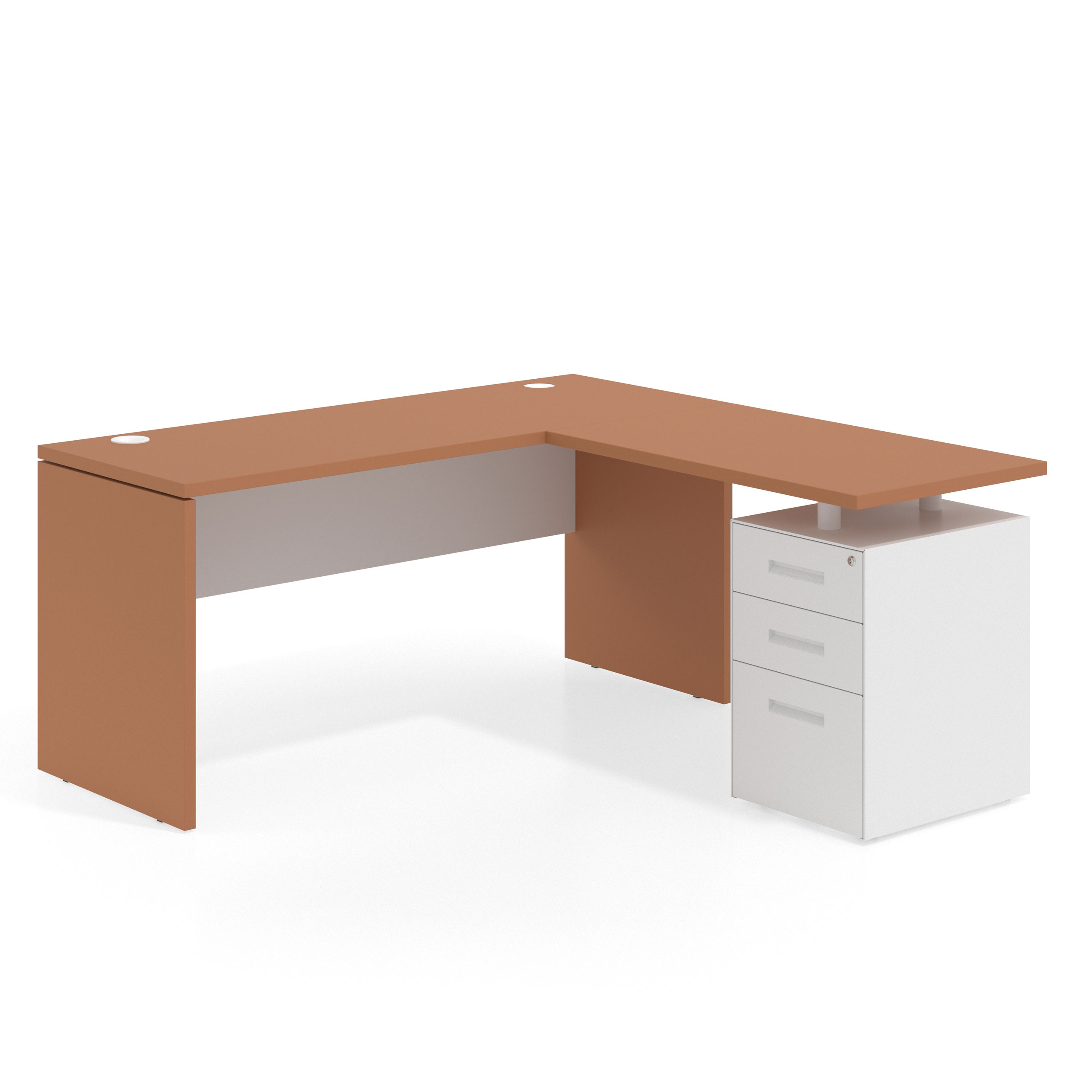 mesa en l 140x160 terracota blanco mate workplus mesa fondo 60cm con pedestal 100x60cm frontales metal 1