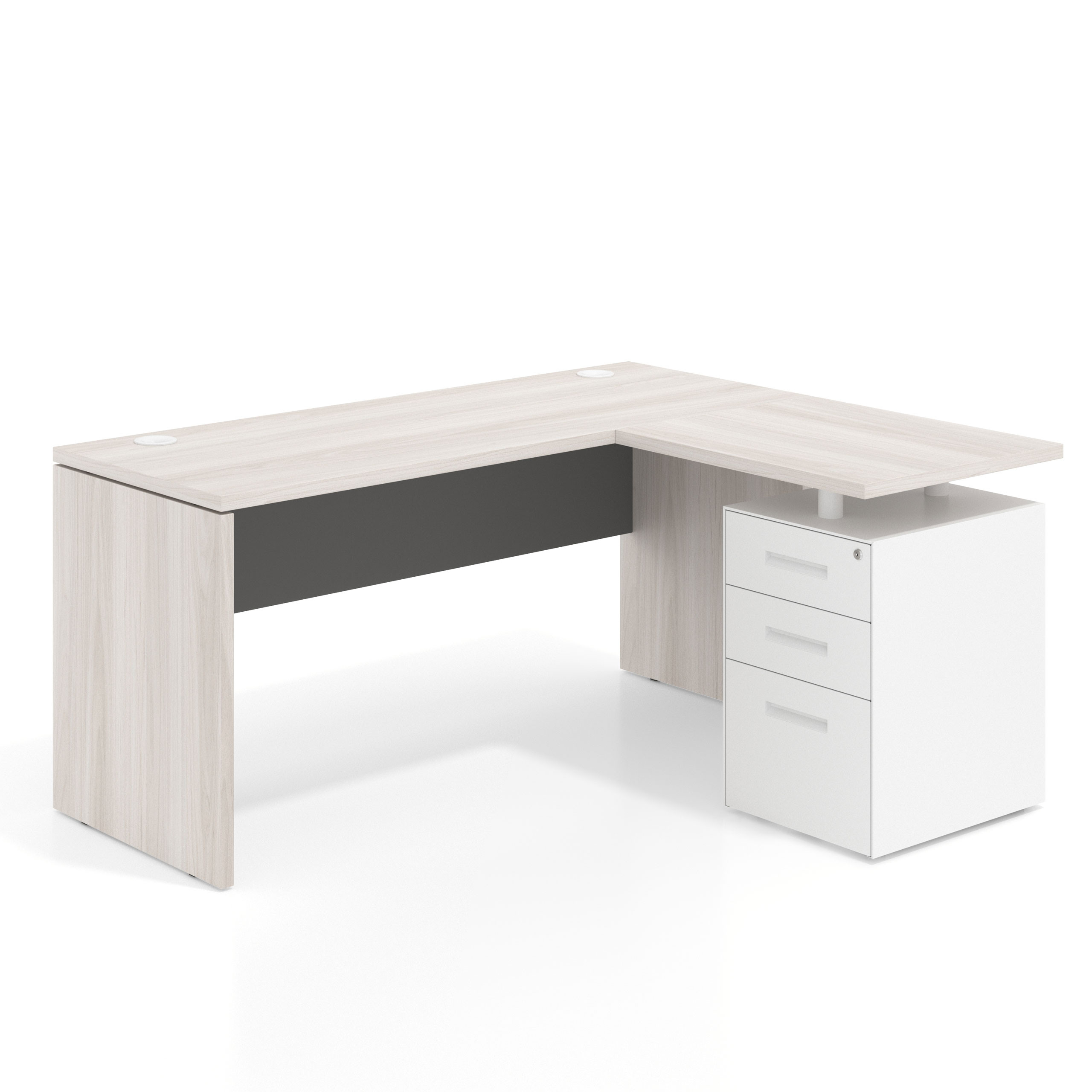 mesa en l 140x130 california gris tormenta workplus mesa fondo 60cm con pedestal 70x60cm frontales metal 1