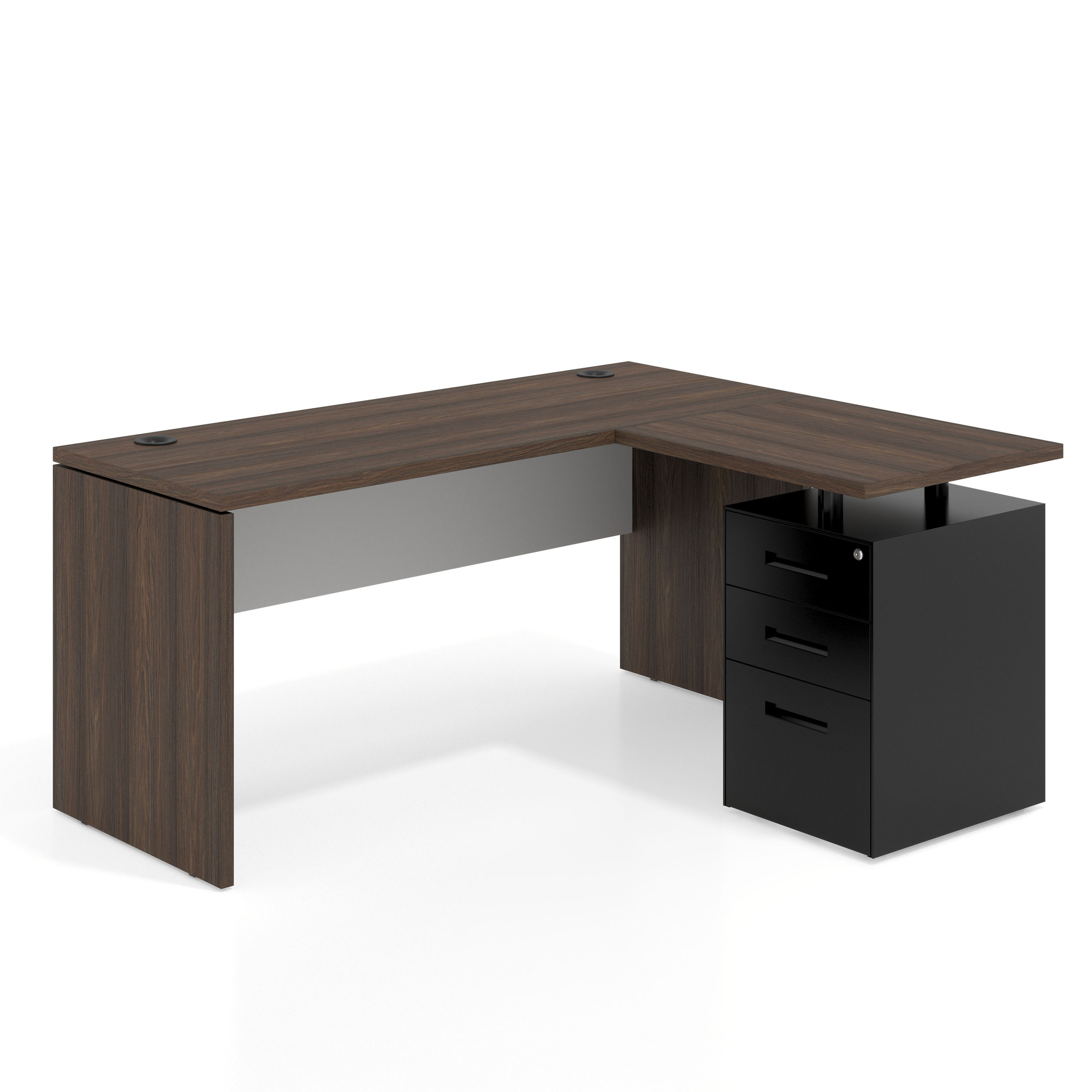 mesa en l 140x130 mistral blanco mate workplus mesa fondo 60cm con pedestal 70x60cm frontales metal 1