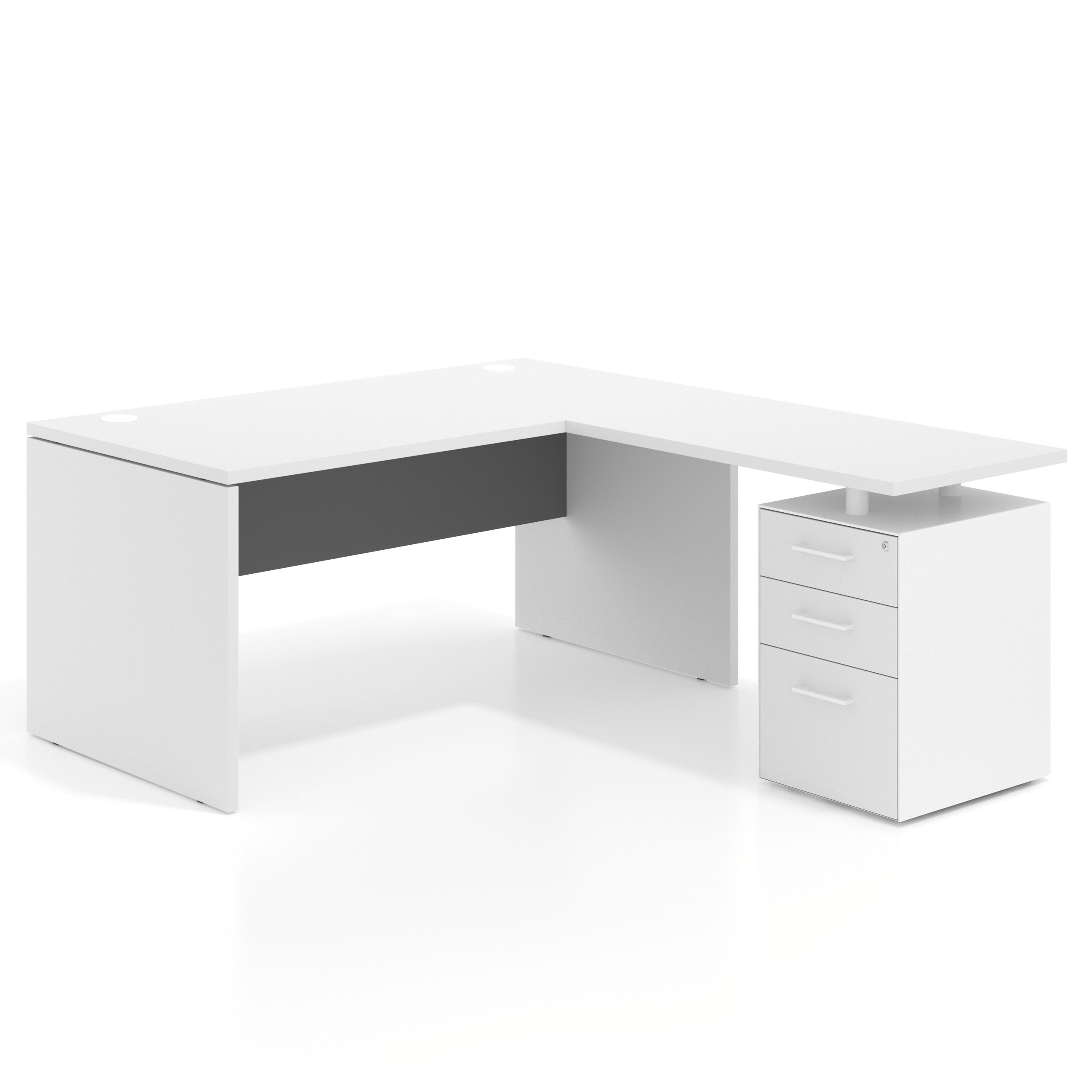 mesa en l 140x180 blanco mate gris tormenta workplus mesa fondo 80cm con pedestal 100x60cm frontales melamina 1