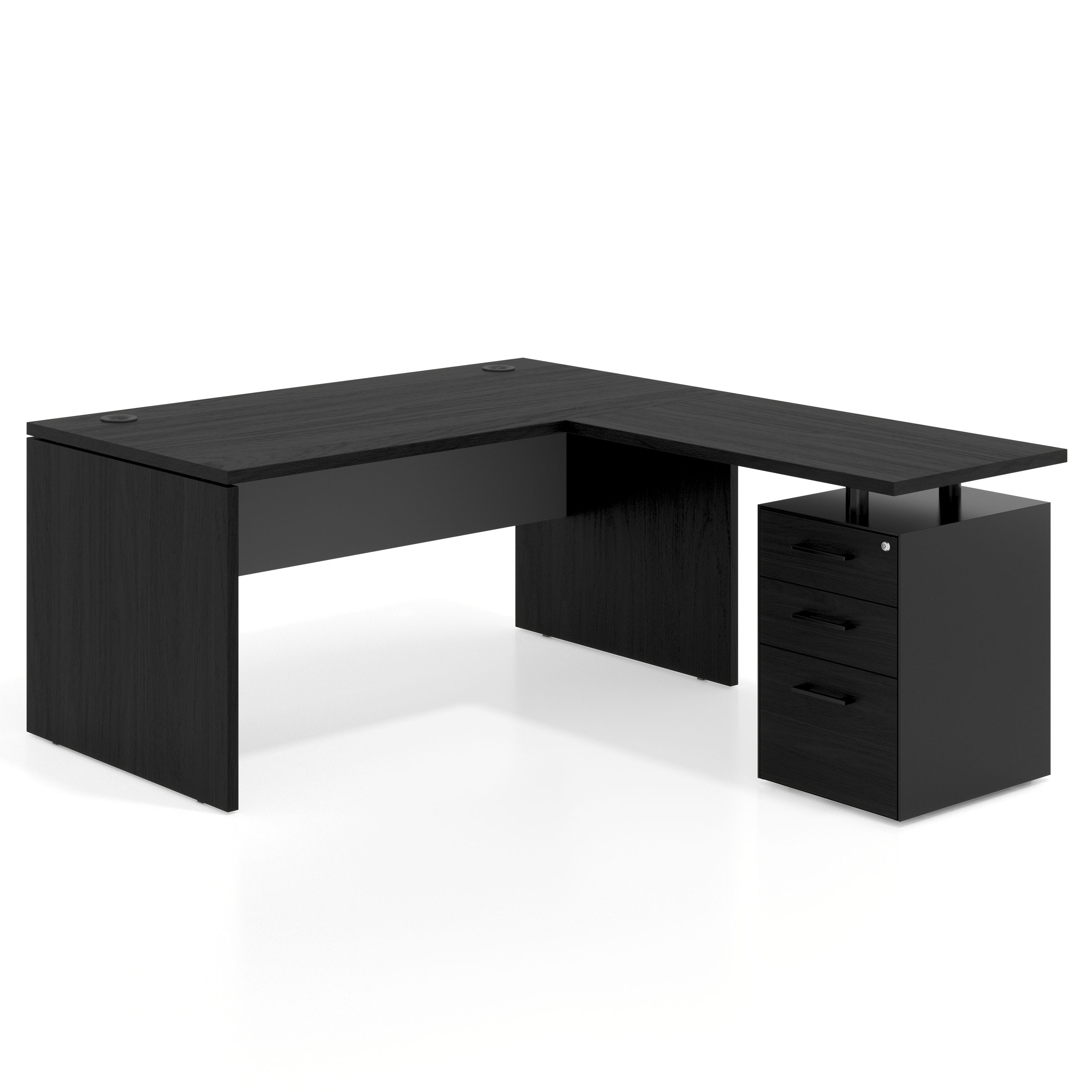 mesa en l 140x180 bocamina gris tormenta workplus mesa fondo 80cm con pedestal 100x60cm frontales melamina 1