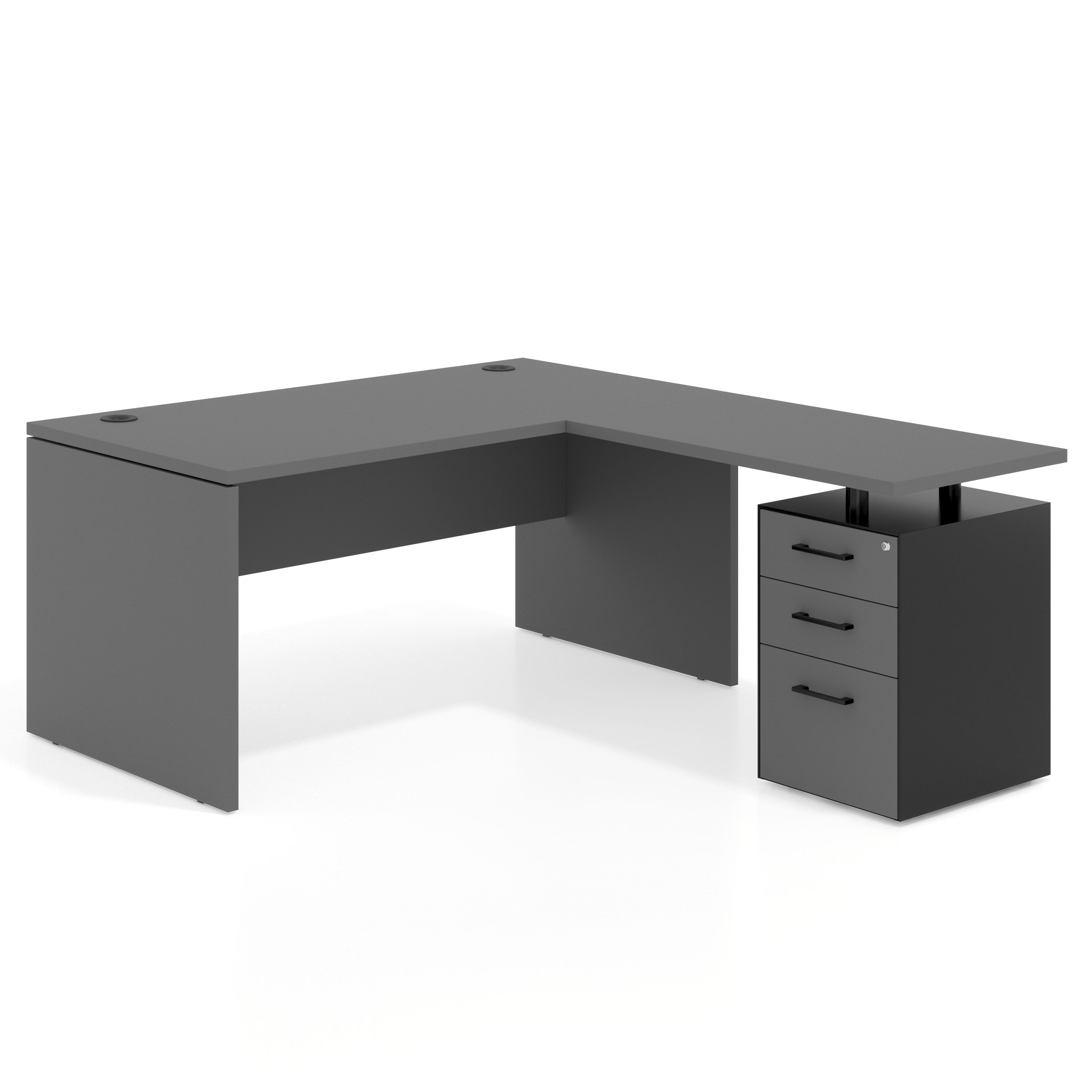 mesa en l 180x180 gris tormenta workplus mesa fondo 80cm con pedestal 100x60cm frontales melamina 1