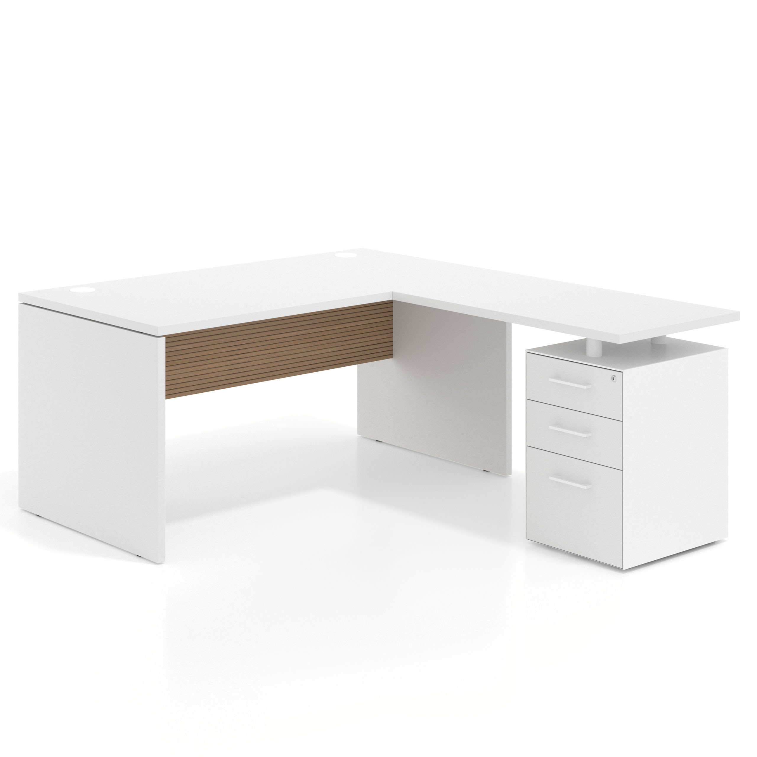 mesa en l 180x180 blanco mate rayado natural workplus mesa fondo 80cm con pedestal 100x60cm frontales melamina 1