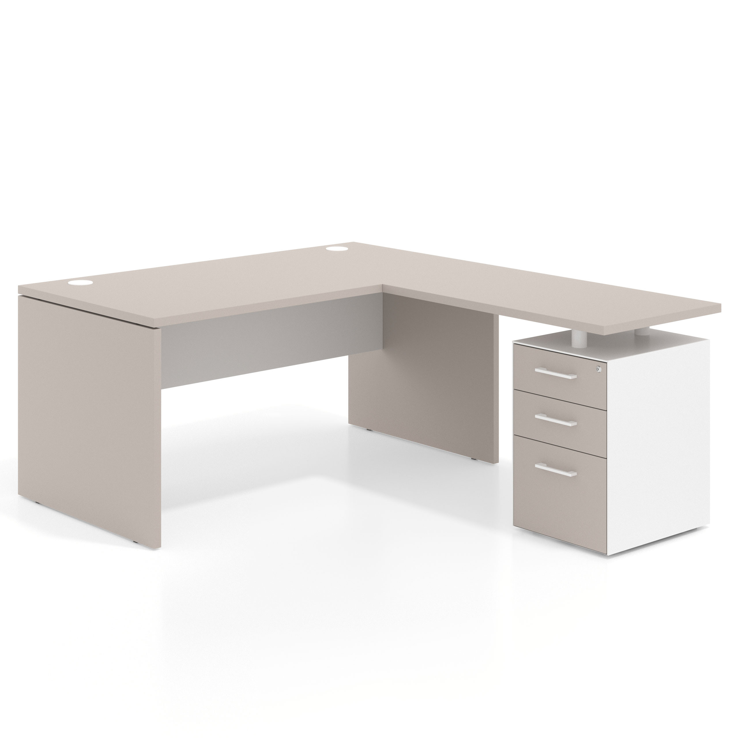 mesa en l 140x180 gris coco blanco mate workplus mesa fondo 80cm con pedestal 100x60cm frontales melamina 1