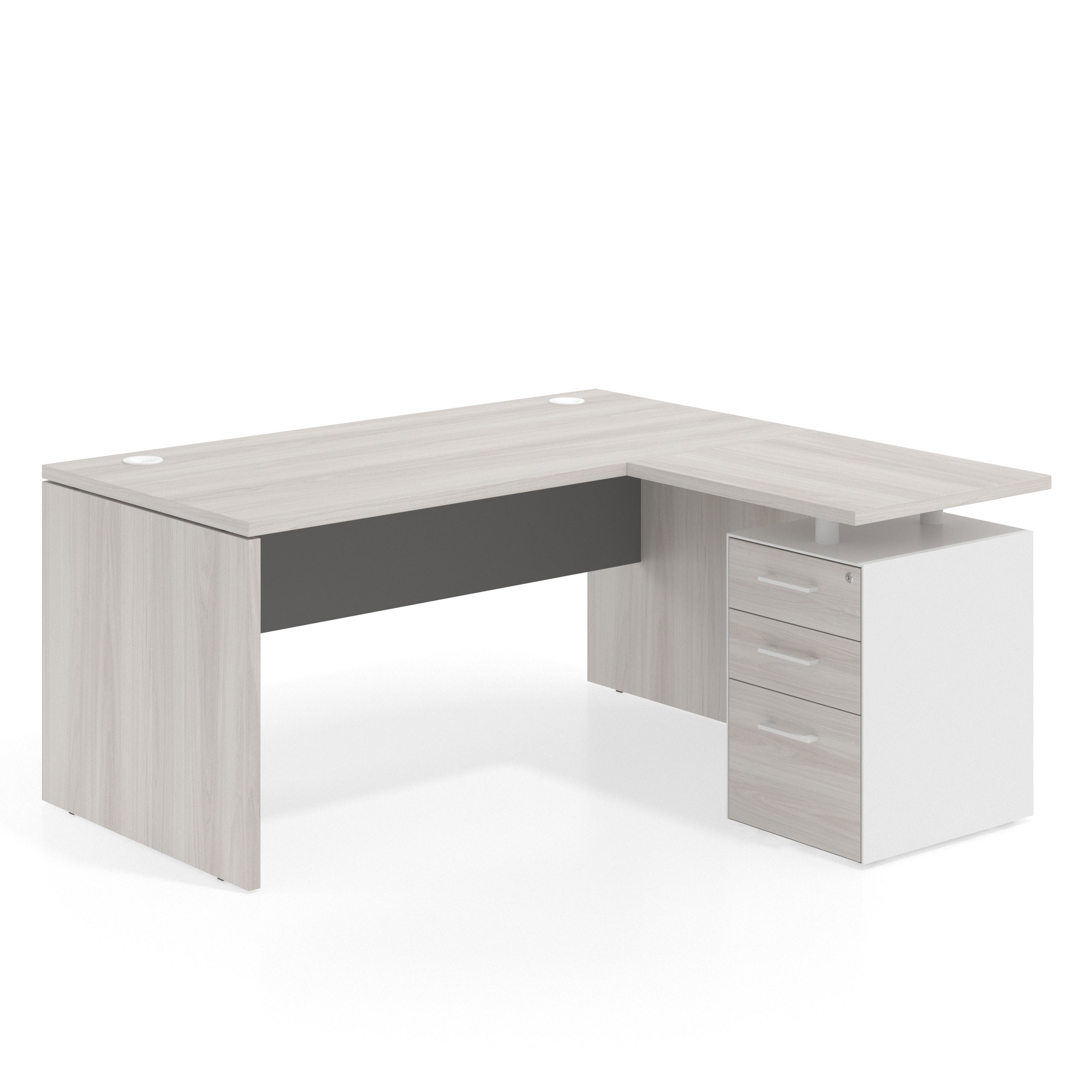 mesa en l 140x150 california gris tormenta workplus mesa fondo 80cm con pedestal 70x60cm frontales melamina 1
