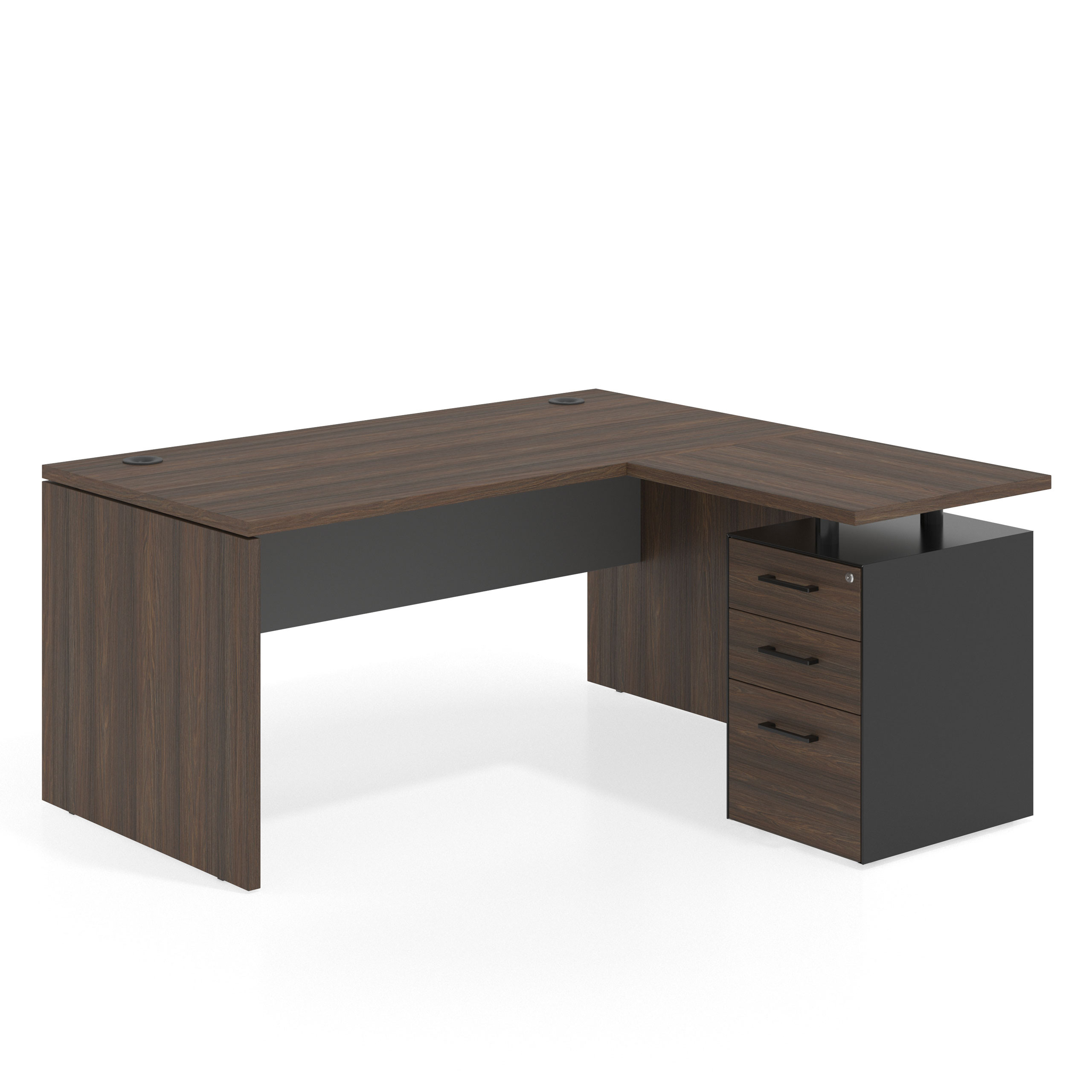 mesa en l 140x150 mistral gris tormenta workplus mesa fondo 80cm con pedestal 70x60cm frontales melamina 1