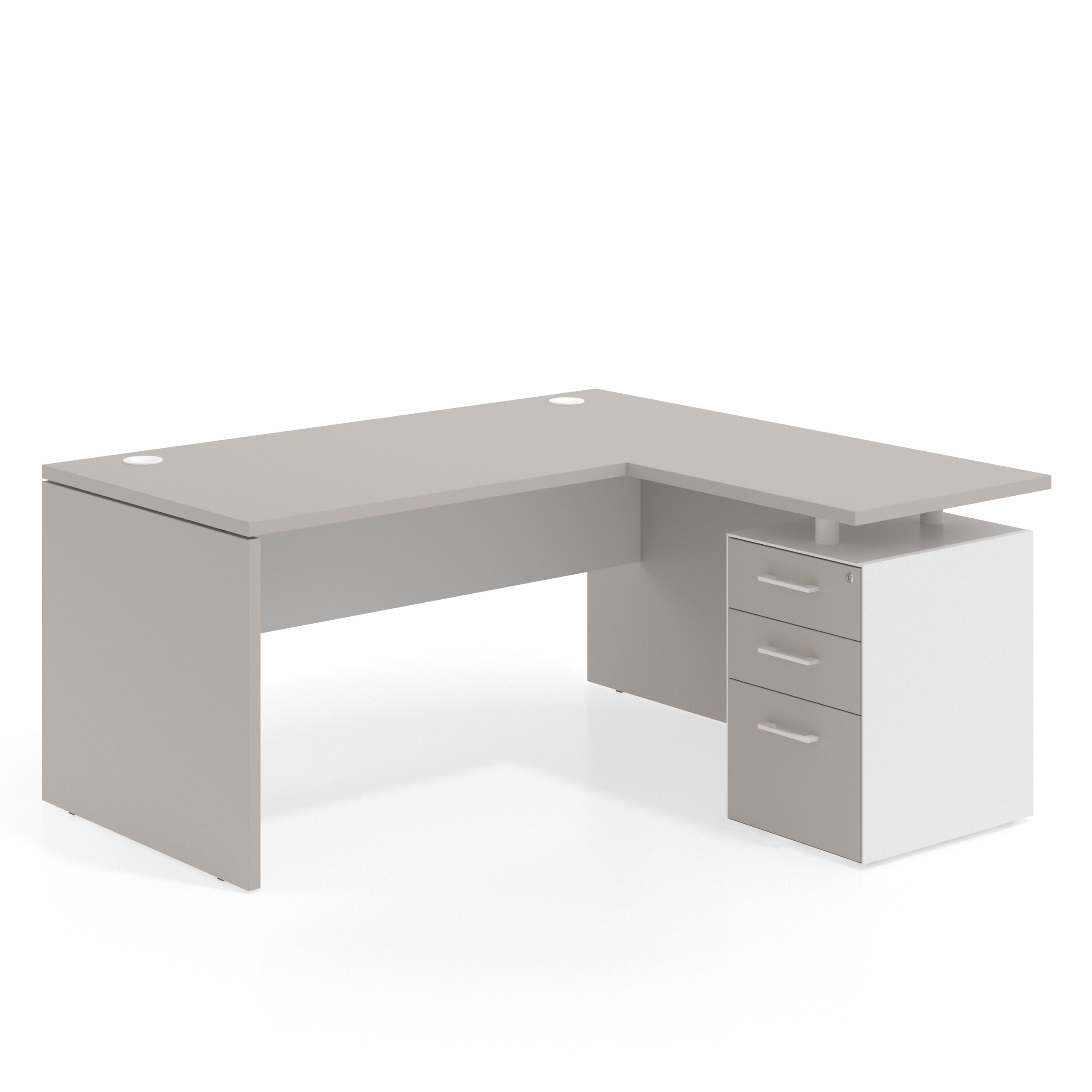 mesa en l 140x150 gris coco blanco mate workplus mesa fondo 80cm con pedestal 70x60cm frontales melamina 1