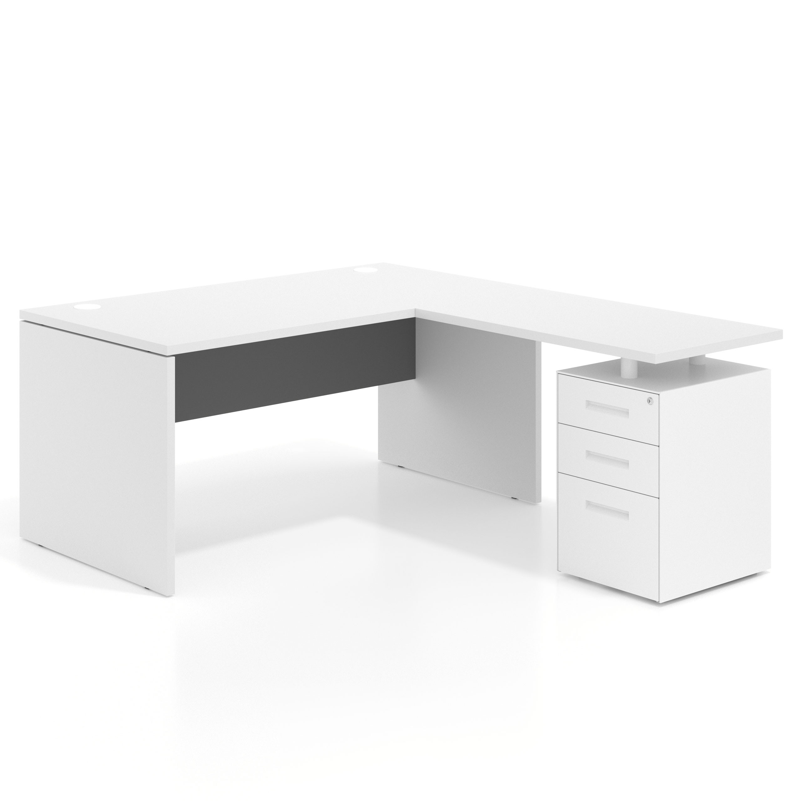 mesa en l 140x180 blanco mate gris tormenta workplus mesa fondo 80cm con pedestal 100x60cm frontales metal 1