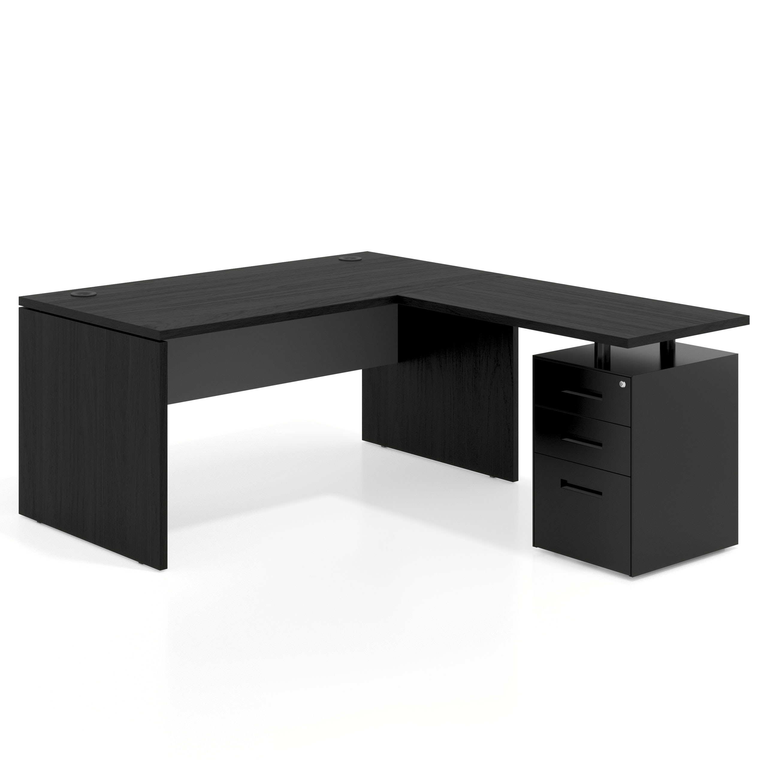 mesa en l 140x180 bocamina gris tormenta workplus mesa fondo 80cm con pedestal 100x60cm frontales metal 1