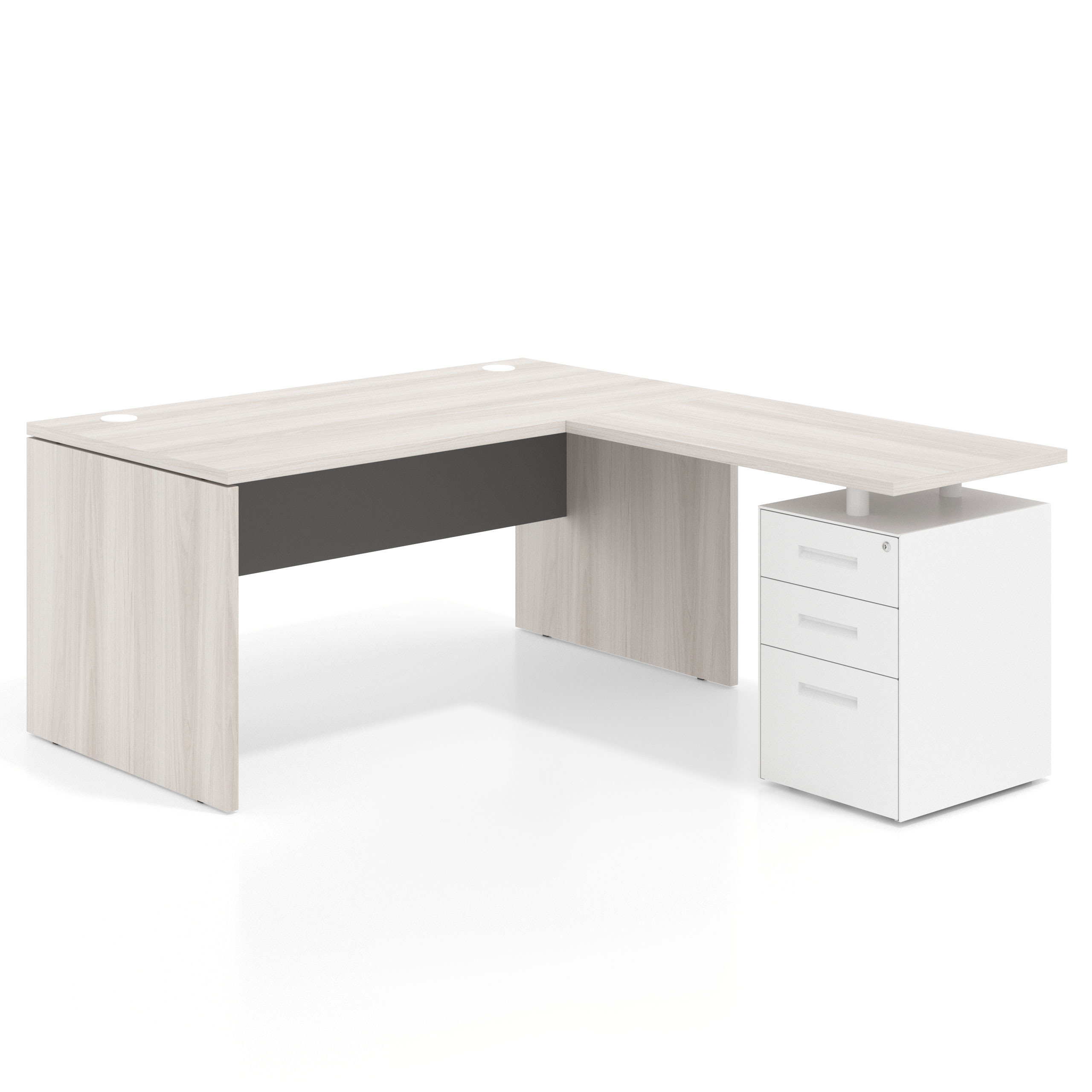 mesa en l 140x180 california gris tormenta workplus mesa fondo 80cm con pedestal 100x60cm frontales metal 1