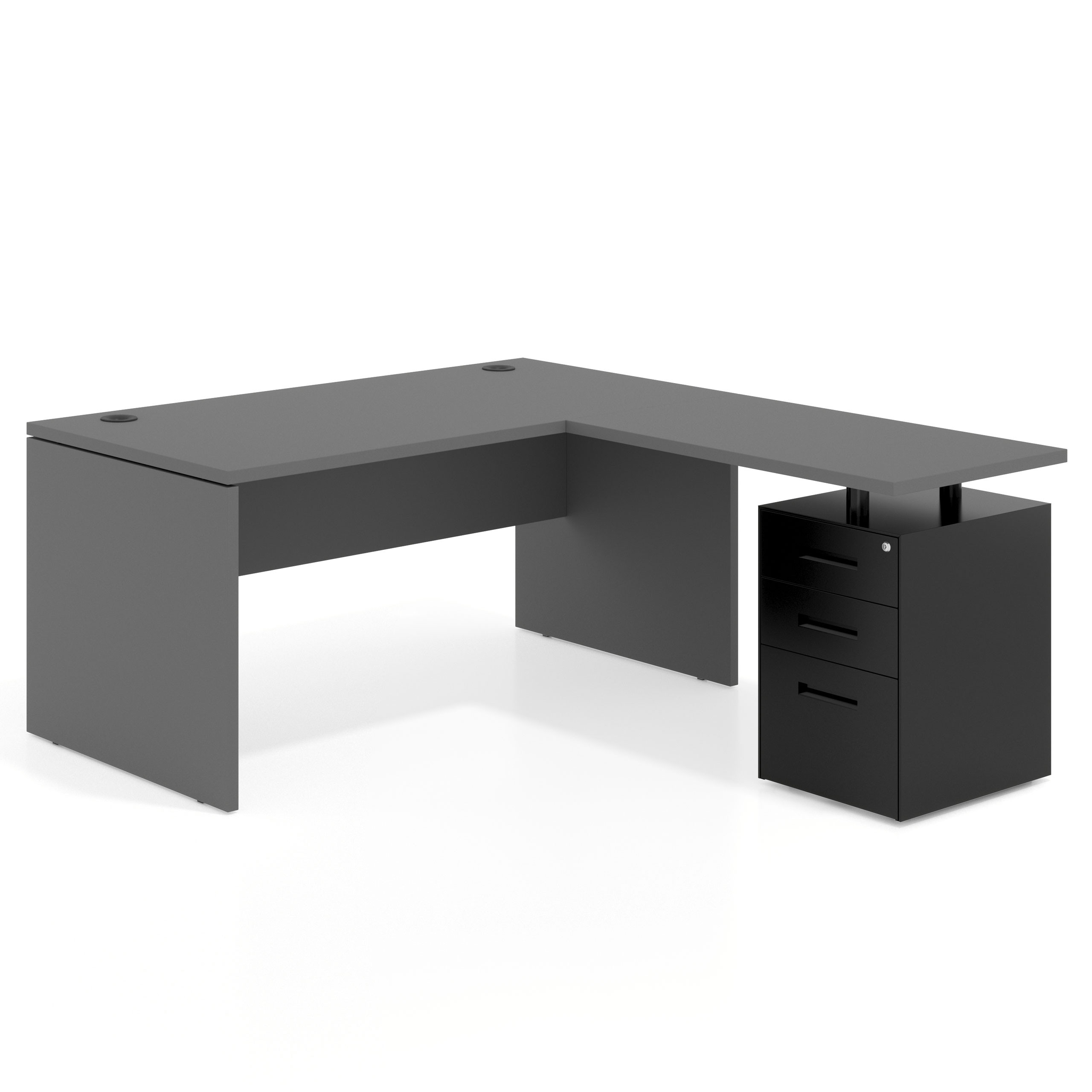 mesa en l 180x180 gris tormenta workplus mesa fondo 80cm con pedestal 100x60cm frontales metal 1