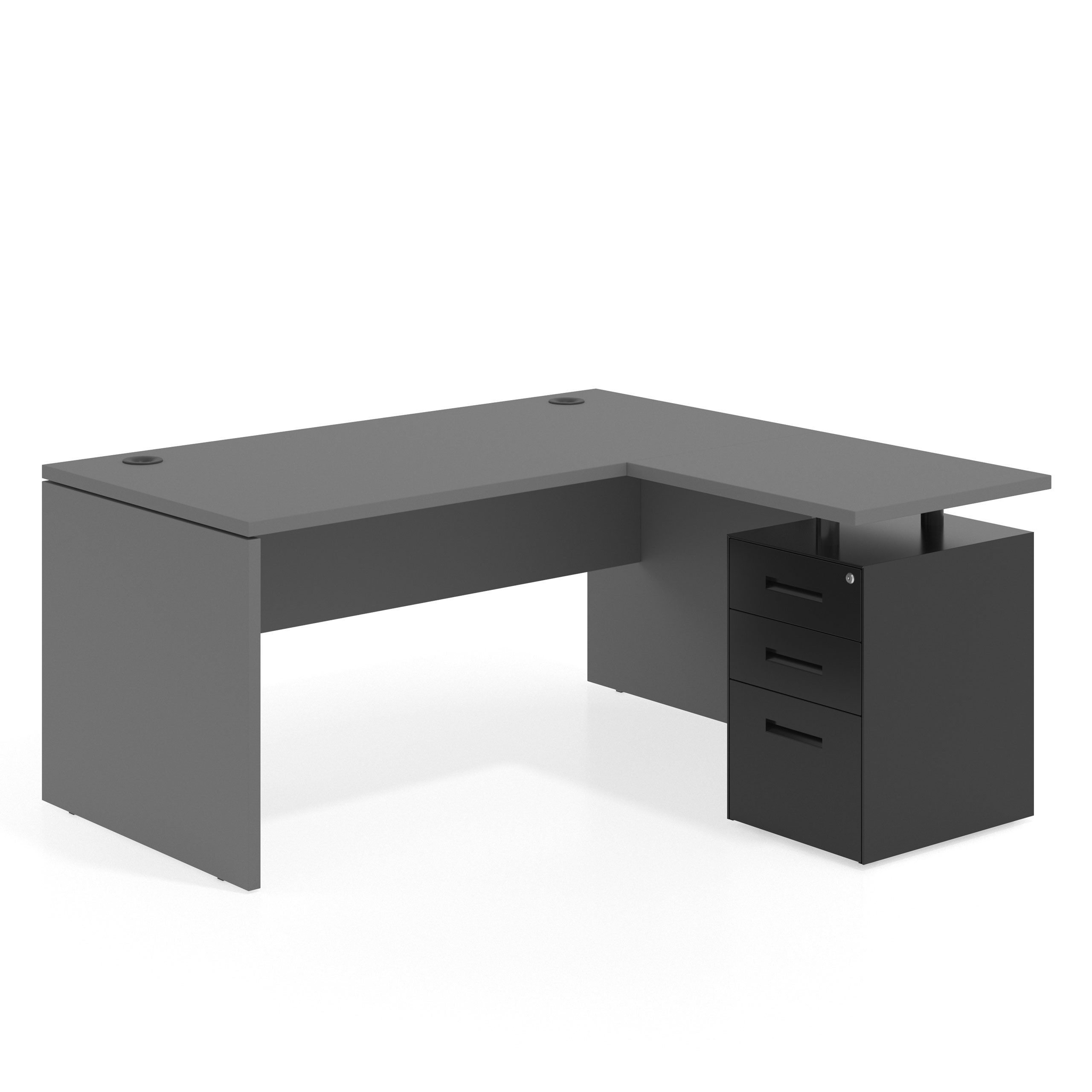 mesa en l 140x150 gris tormenta workplus mesa fondo 80cm con pedestal 70x60cm frontales metal 1