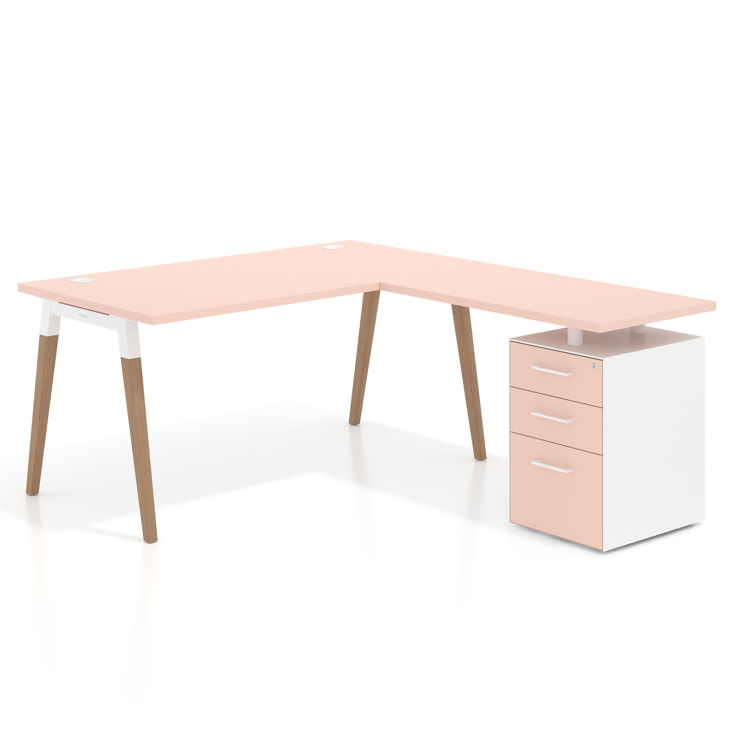 mesa en l 140x180 rosa nube arki mesa de oficina 80cm con pedestal frontales de melamina recto 1