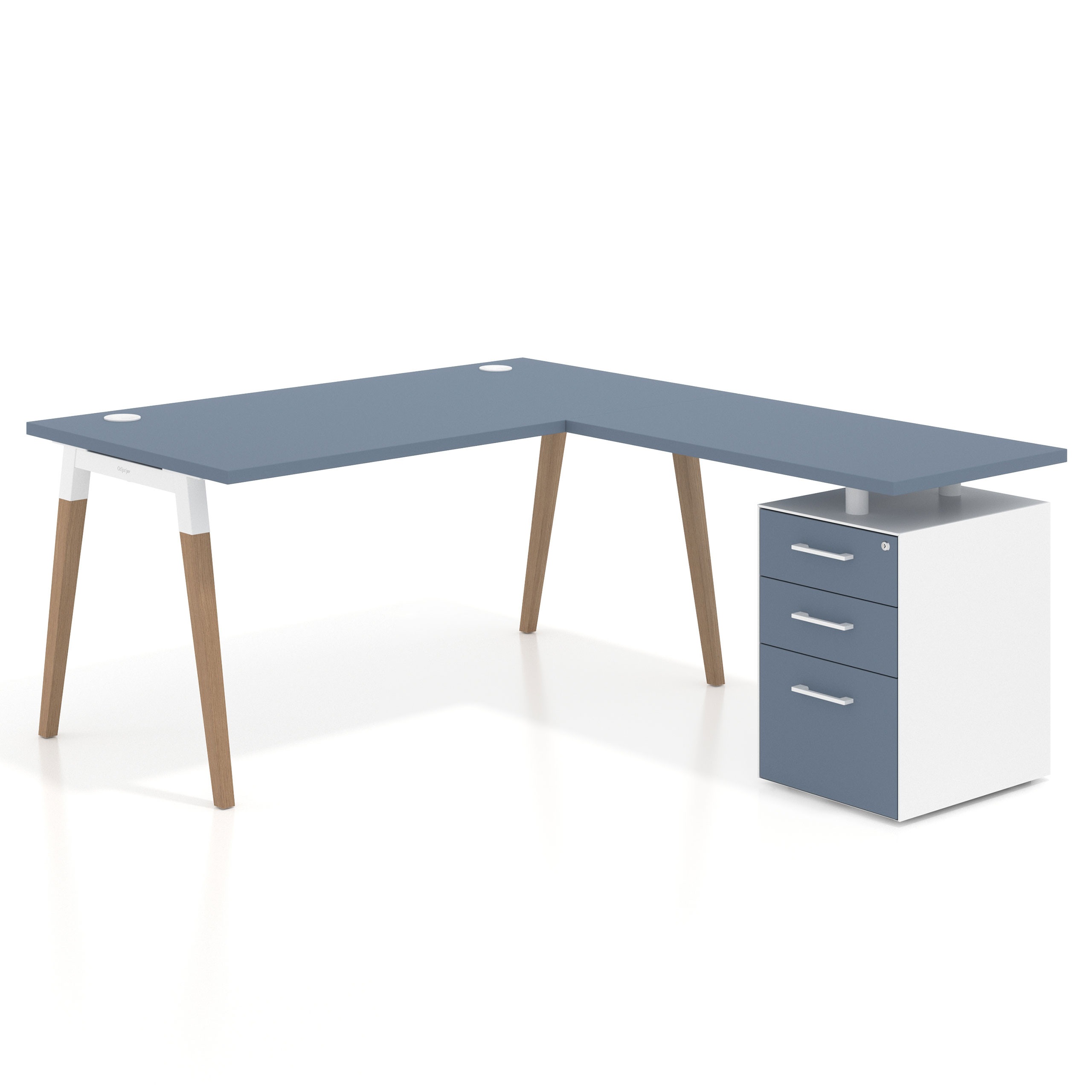 mesa en l 140x180 azul talco arki mesa de oficina 80cm con pedestal frontales de melamina recto 1