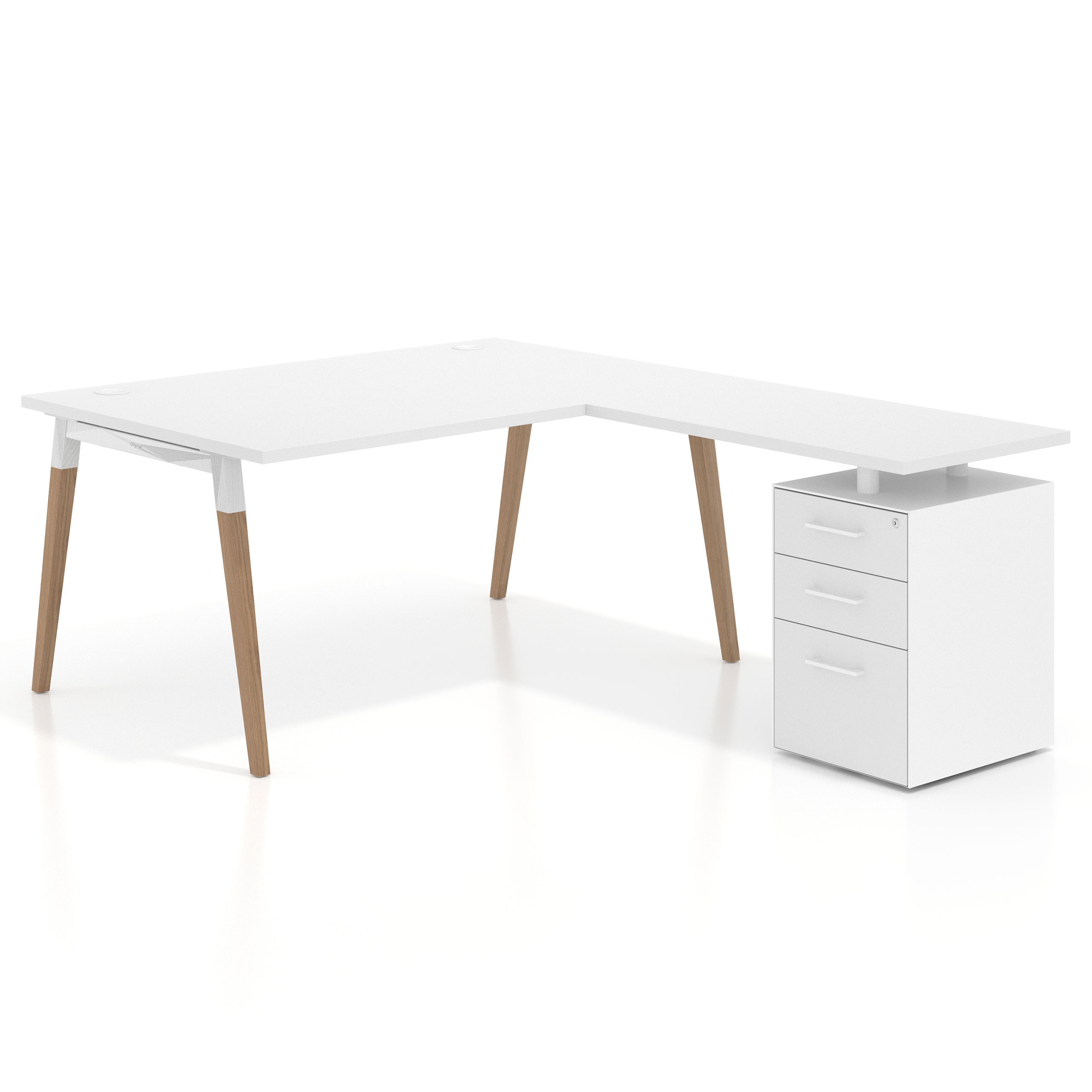 mesa en l 160x200 blanco mate arki mesa de oficina 100cm con pedestal frontales de melamina recto 1
