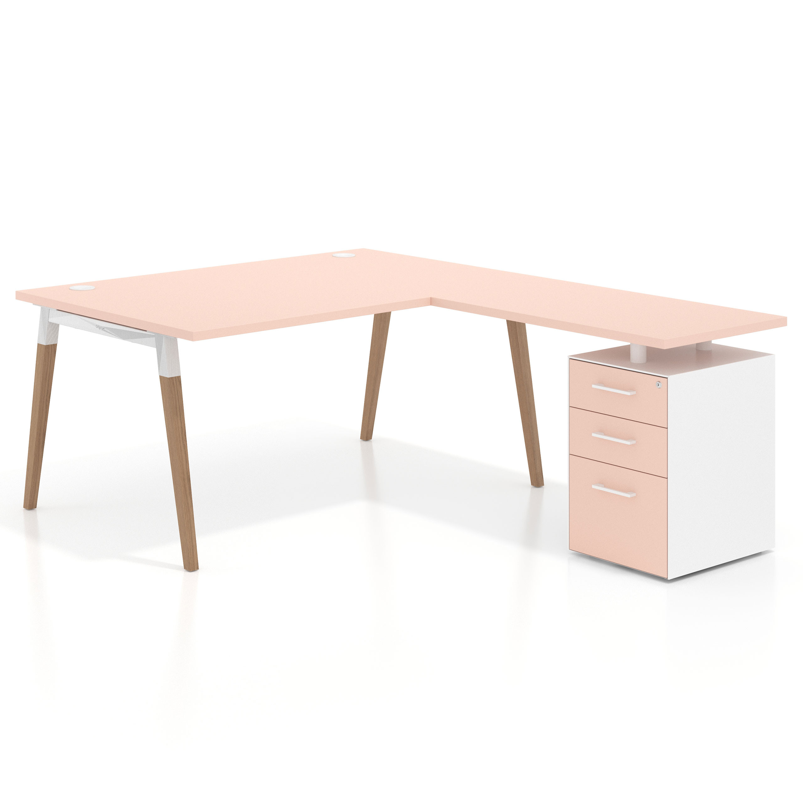 mesa en l 160x200 rosa nube arki mesa de oficina 100cm con pedestal frontales de melamina recto 1