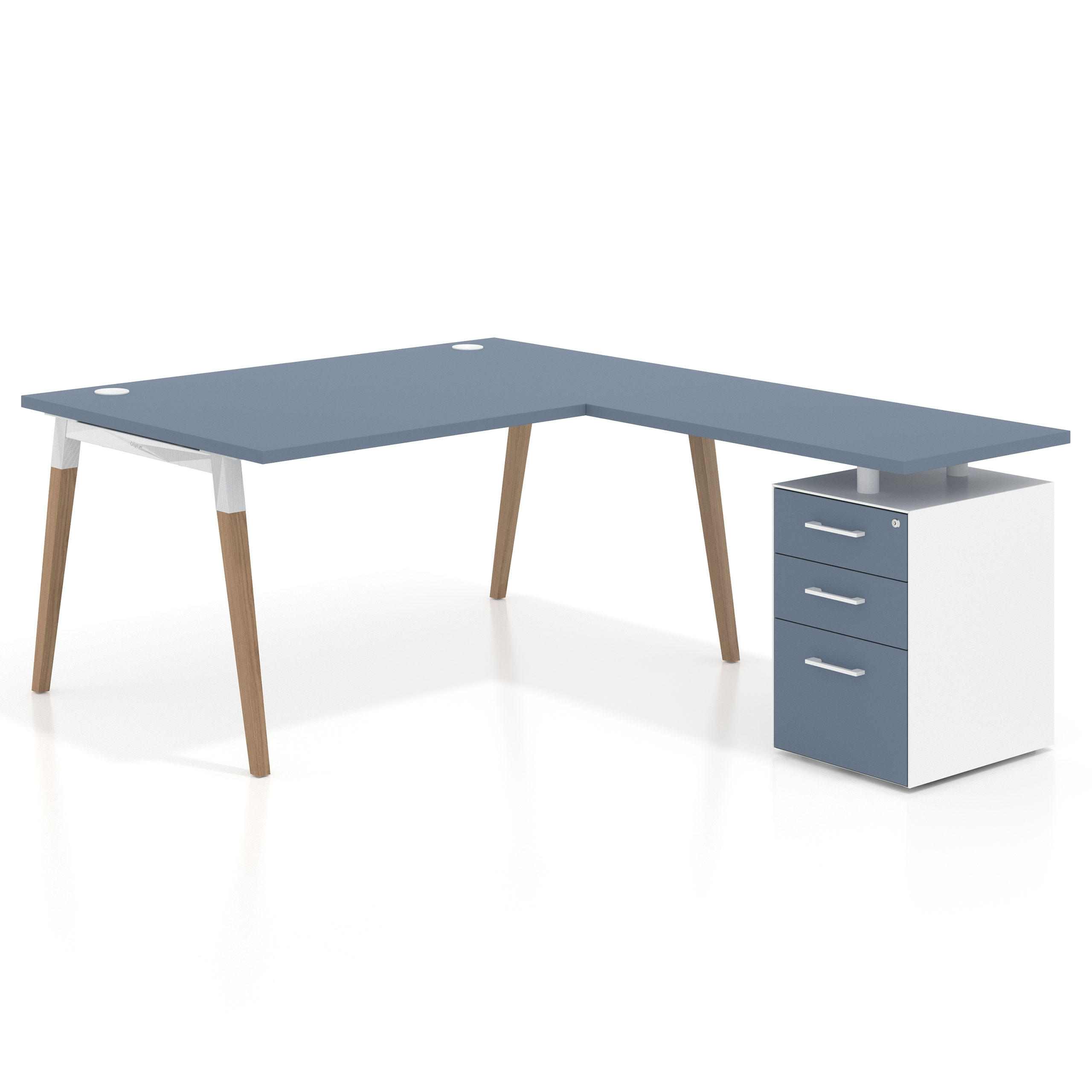 mesa en l 140x200 azul talco arki mesa de oficina 100cm con pedestal frontales de melamina recto 1