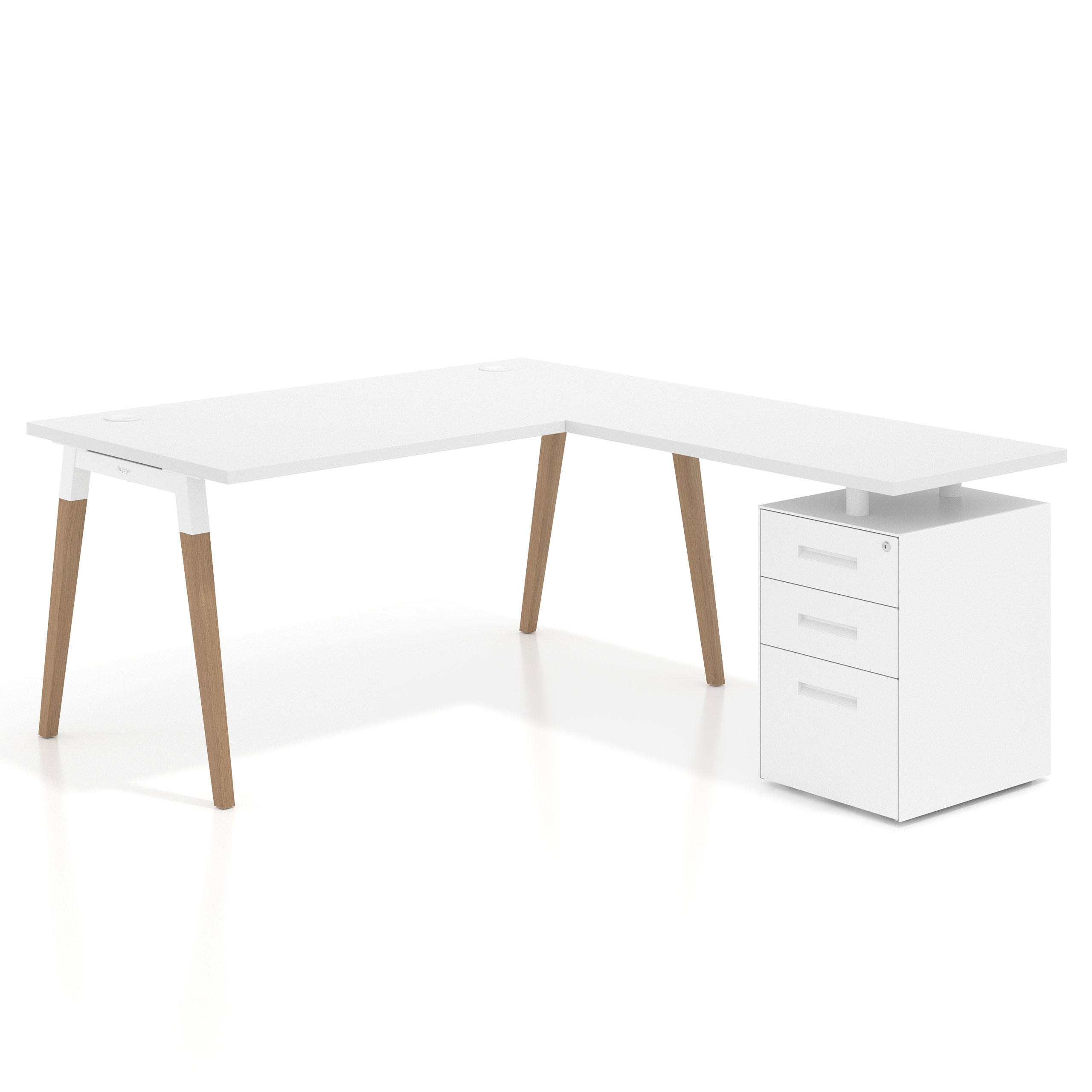 mesa en l 140x180 blanco mate arki mesa de oficina 80cm con pedestal frontales de metal recto 1