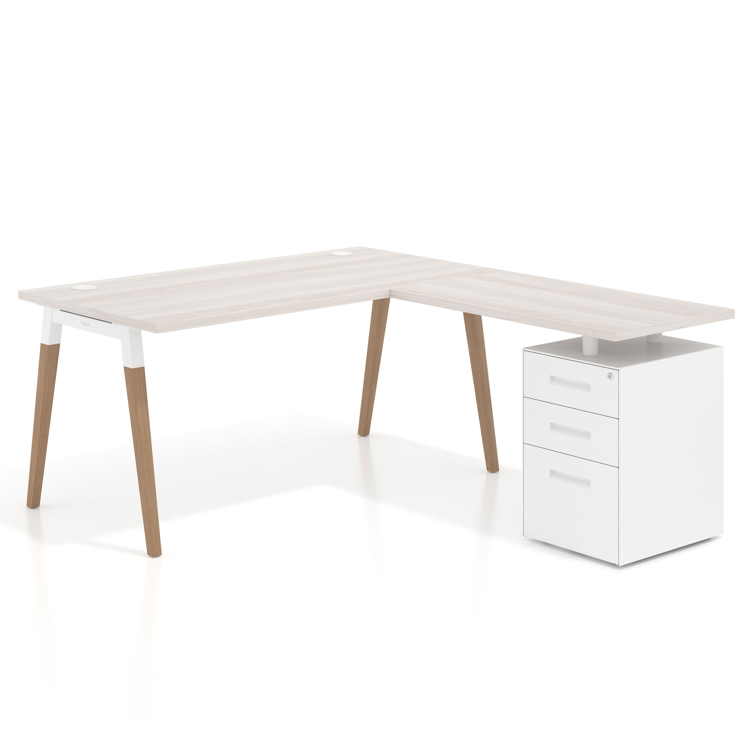 mesa en l 140x180 california arki mesa de oficina 80cm con pedestal frontales de metal recto 1