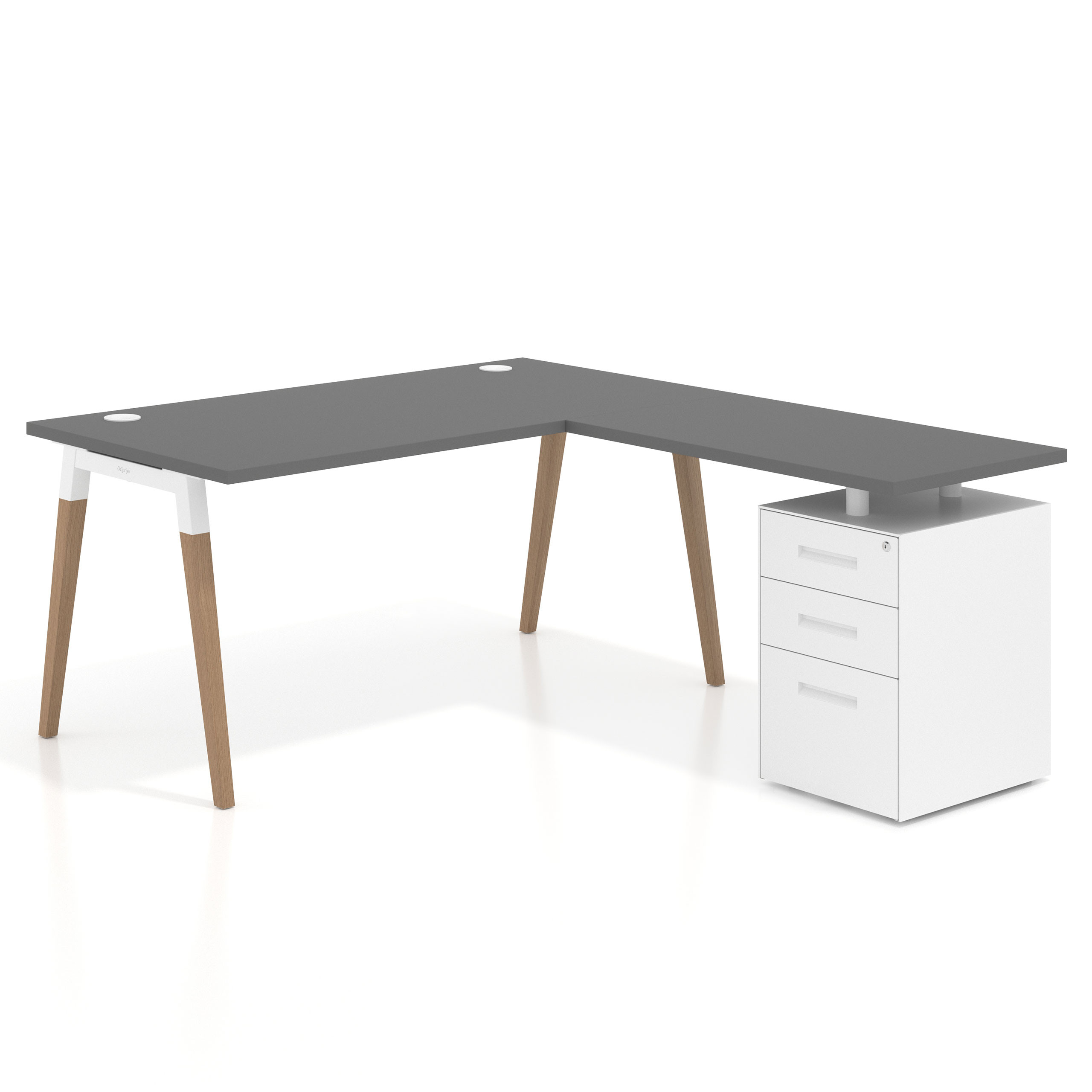 mesa en l 180x180 gris tormenta arki mesa de oficina 80cm con pedestal frontales de metal recto 1