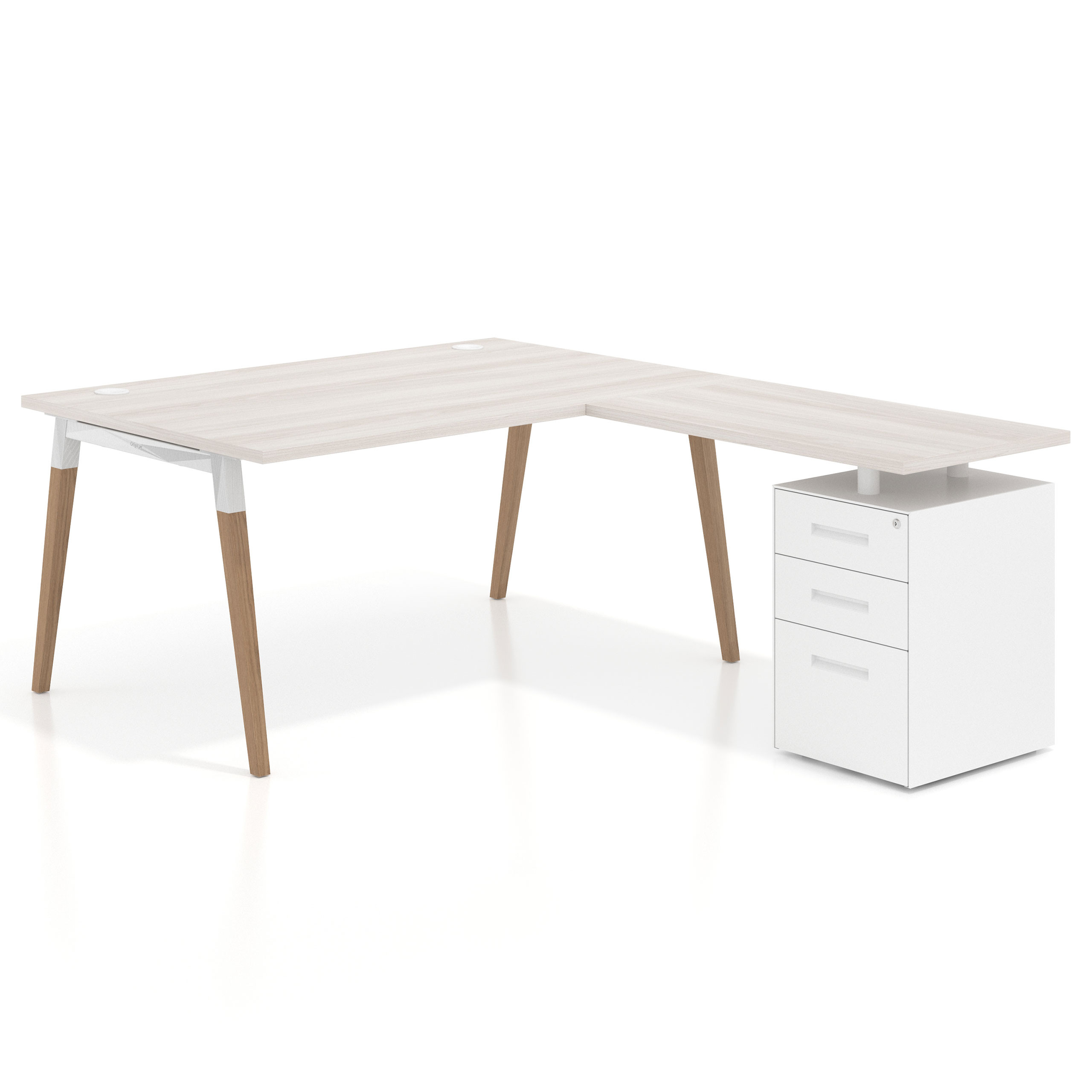mesa en l 140x200 california arki mesa de oficina 100cm con pedestal frontales de metal recto 1
